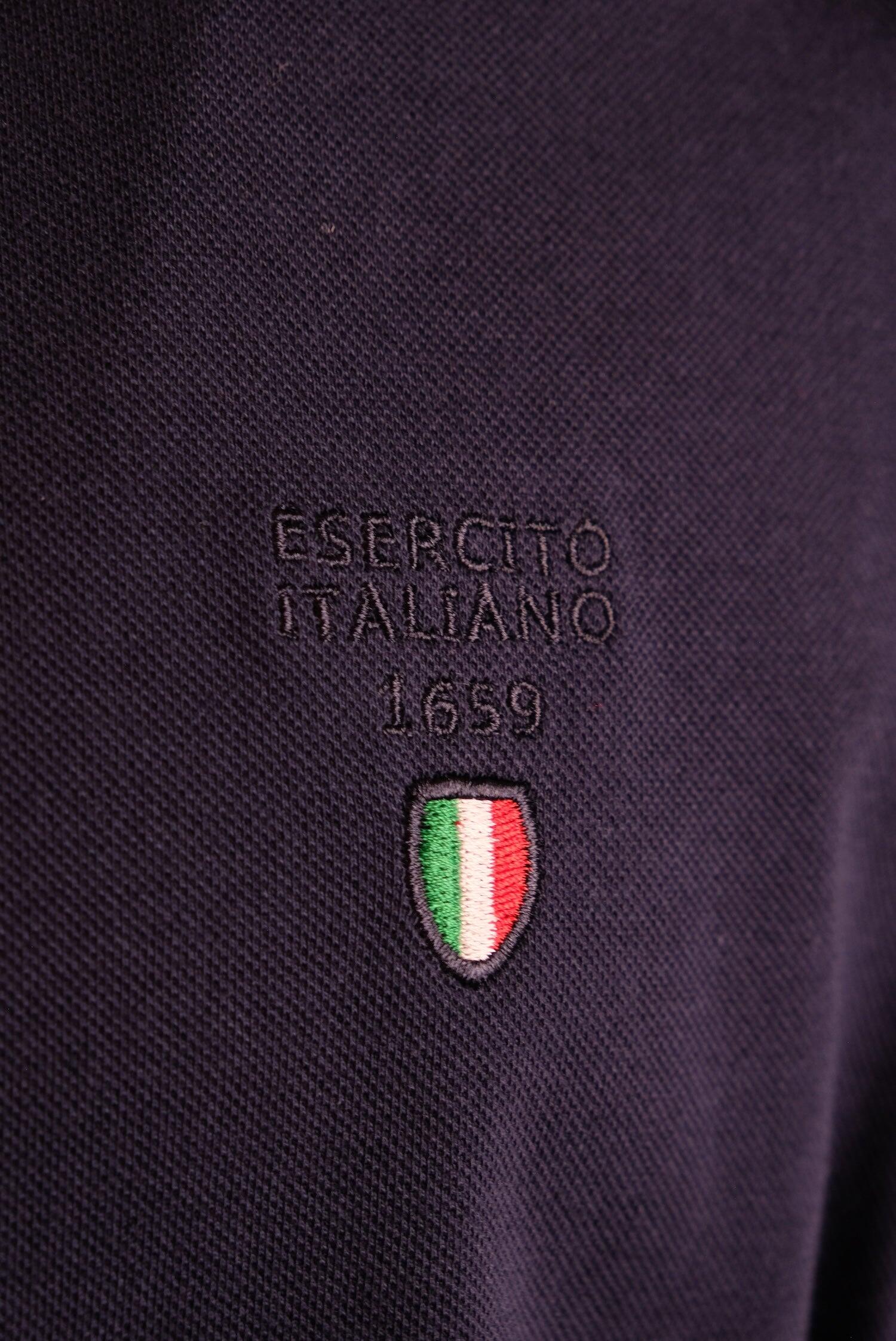 Polo Esercito blu a maniche corte in cotone uomo 3/4