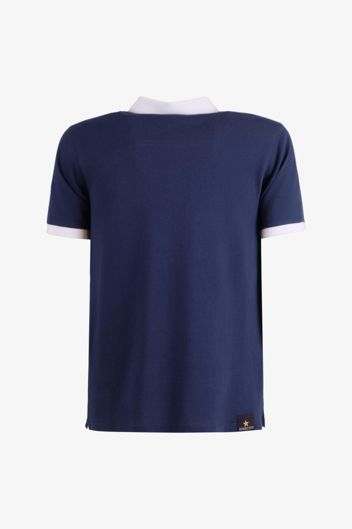 Polo Esercito blu a maniche corte in cotone uomo 2/4