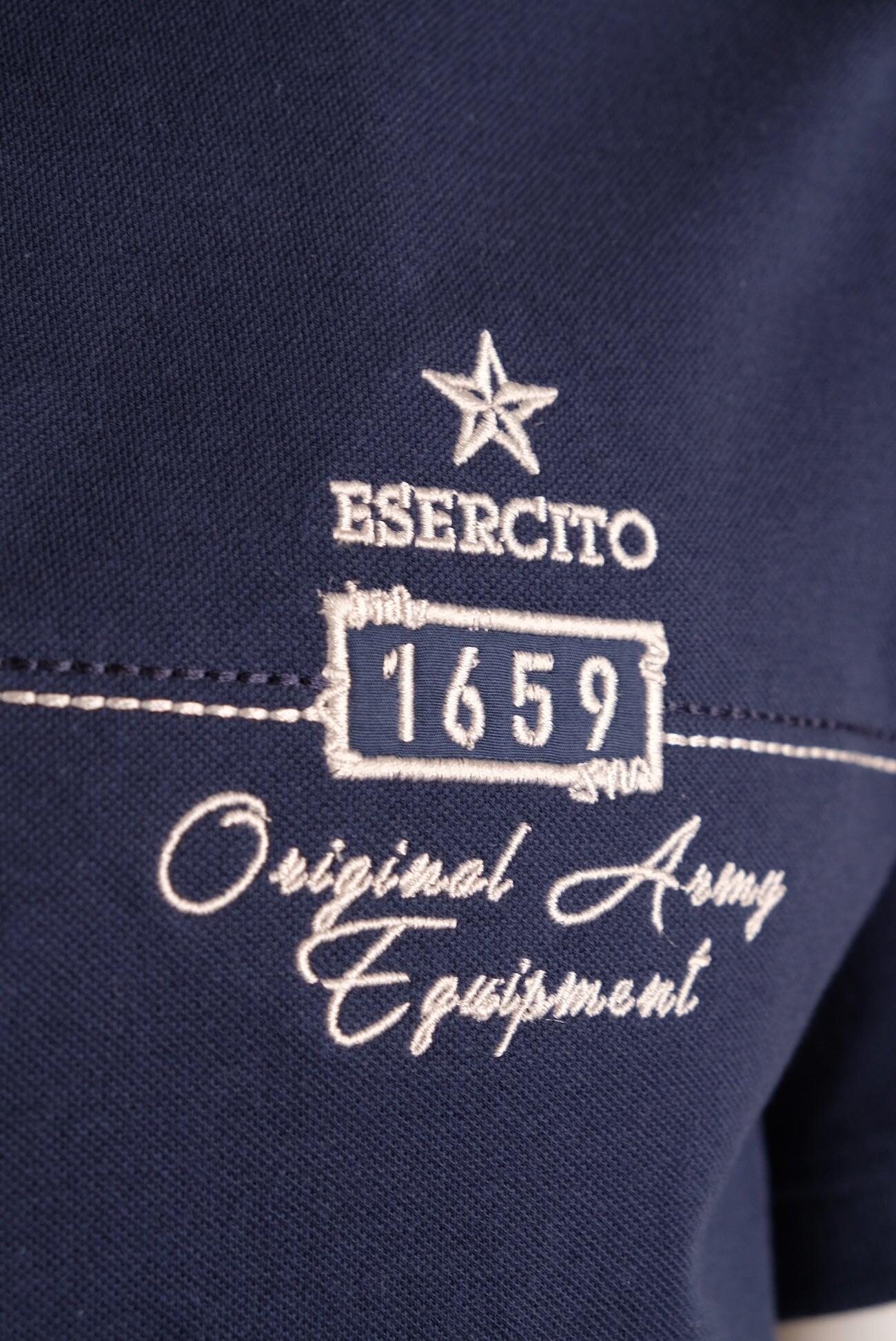 Polo Esercito blu a maniche corte in cotone uomo 3/3