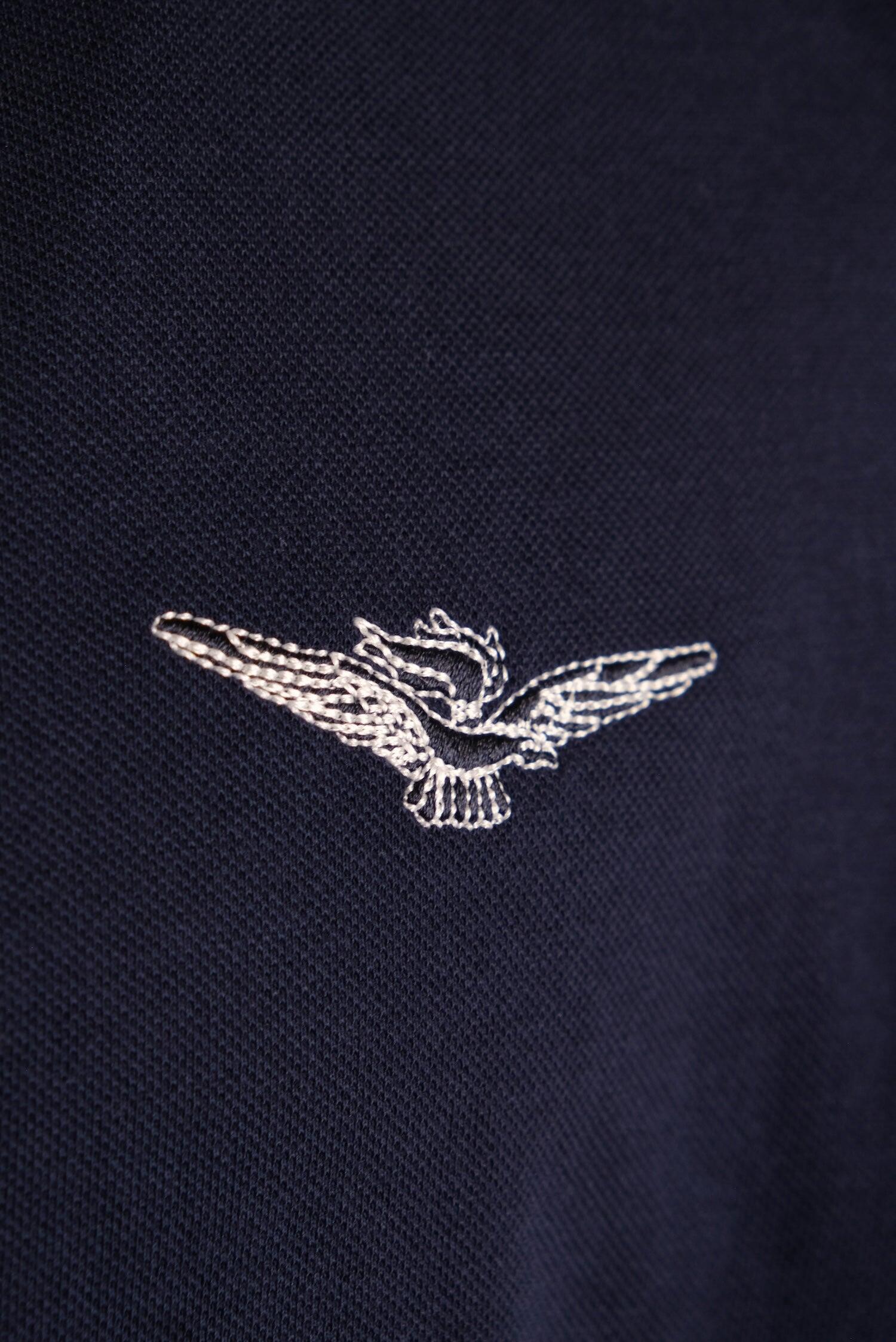 Polo Aviazione Esercito blu a maniche corte in cotone uomo 3/4