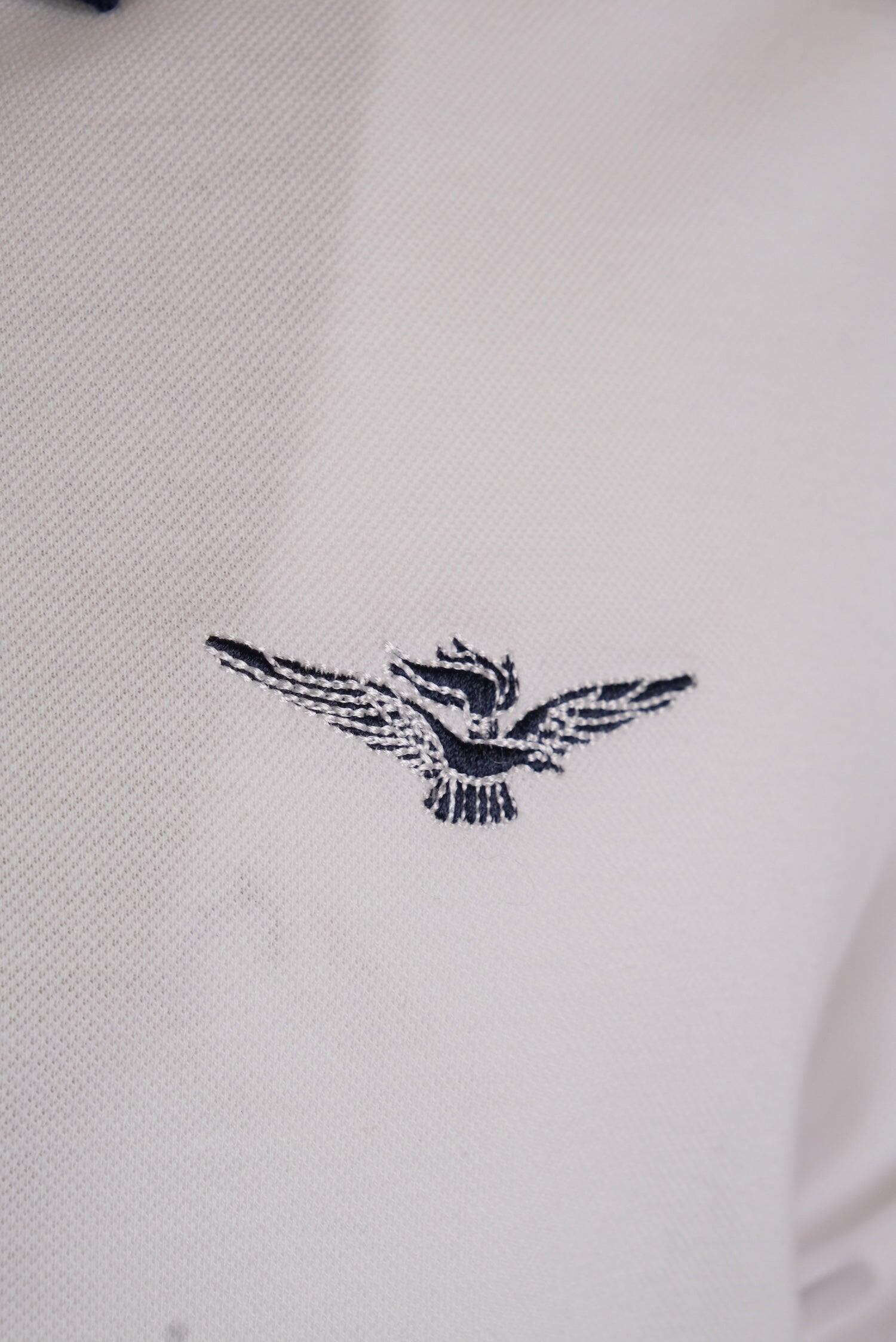 Polo Aviazione Esercito bianca a maniche corte in cotone uomo 3/4
