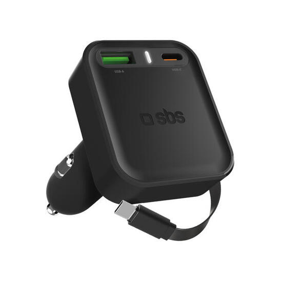 Chargeur voiture avec câble rétractable intégré