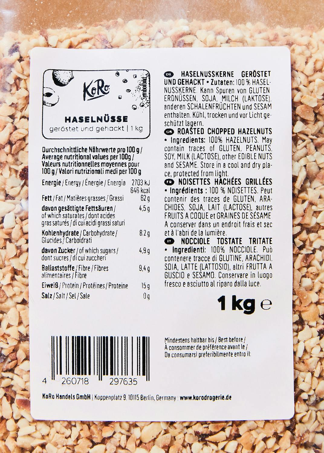 Noisettes torréfiées et concassées 1 kg 4/6