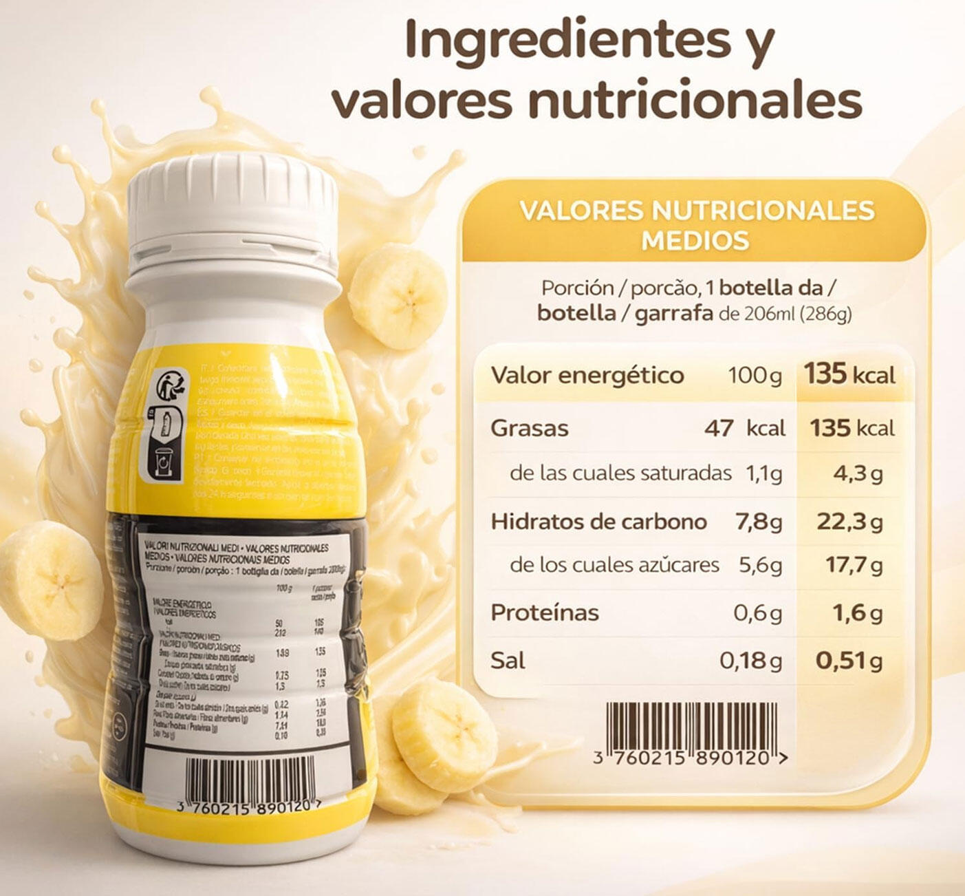 Protein Smoothie Bouteille 200 ml Banane Pack de 8 unités 2/5