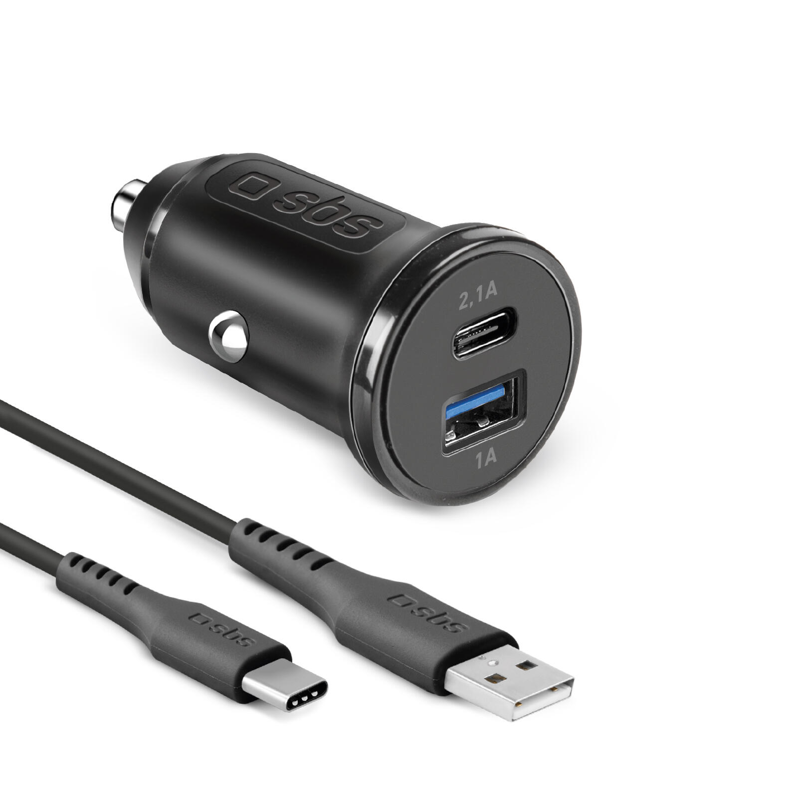 Kit caricatore auto 10 Watt - due porte USB e cavo USB e USB-C incluso 1/4
