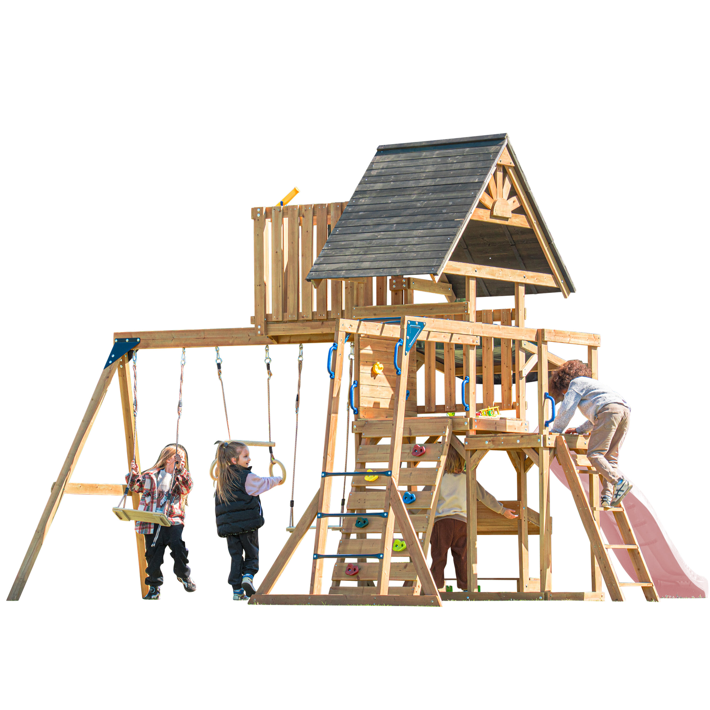 Aire de jeux en Bois Mitch avec 2 Balançoires, Toboggan Rose 5/7