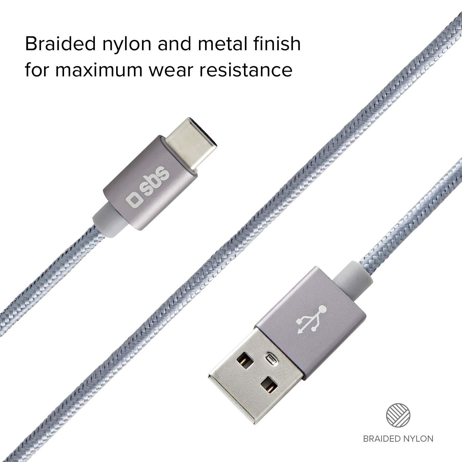 Cavo dati e ricarica in nylon 1.5 m - Connettori USB a USB-C 3/5