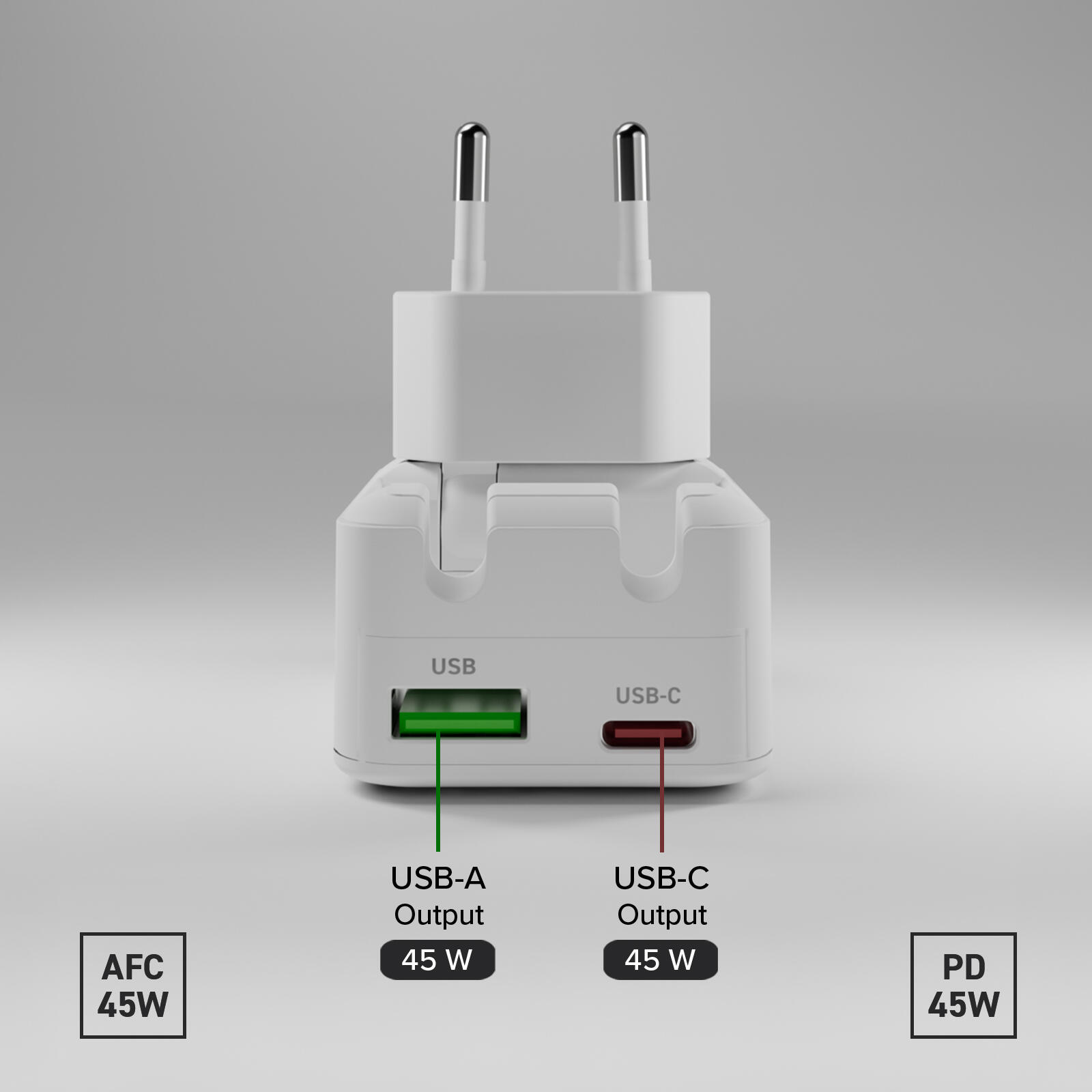 Caricatore da Parete Flexi Wall Charger 45W con Spina Pieghevole 3/7