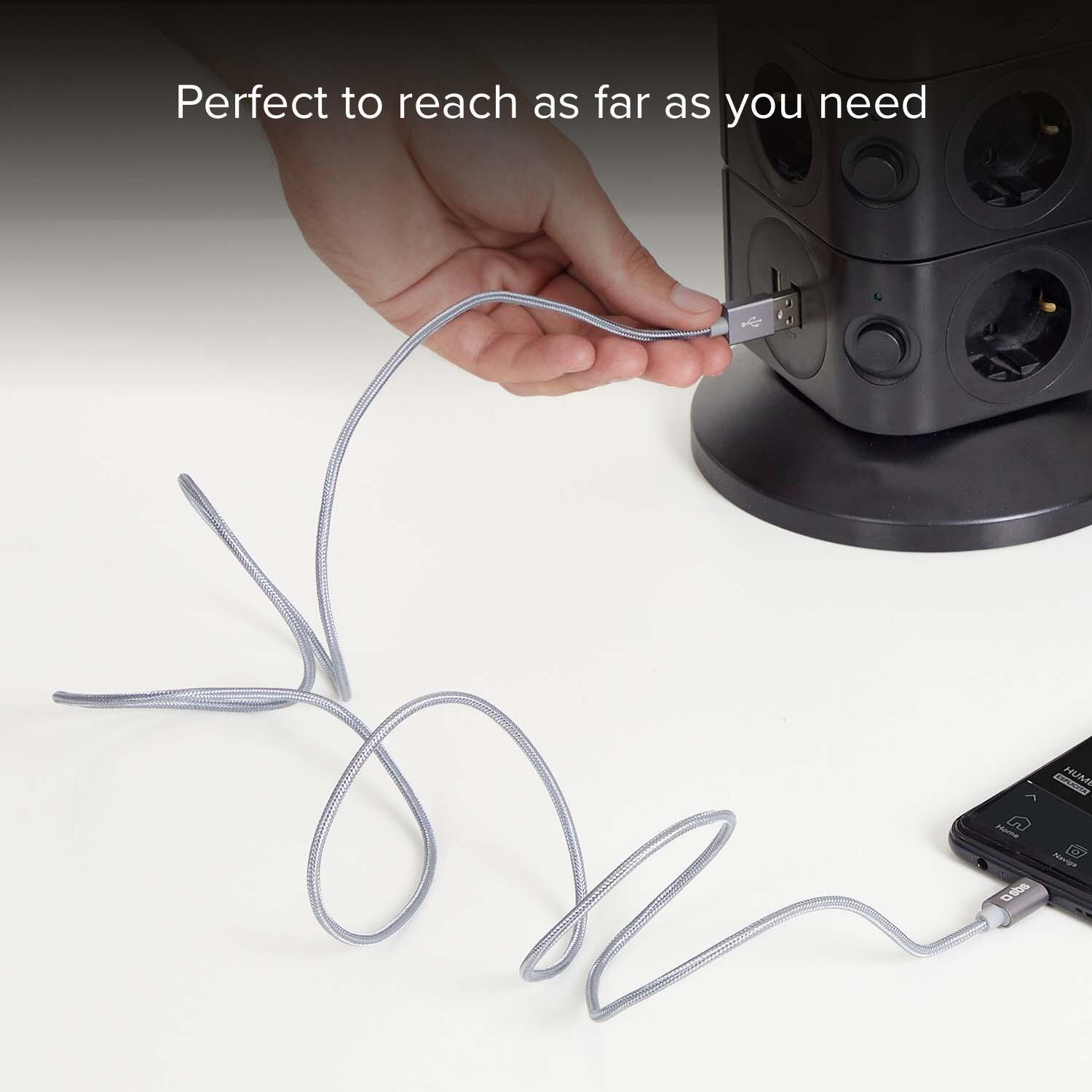 Cavo dati e ricarica in nylon 1.5 m - Connettori USB a USB-C 4/5