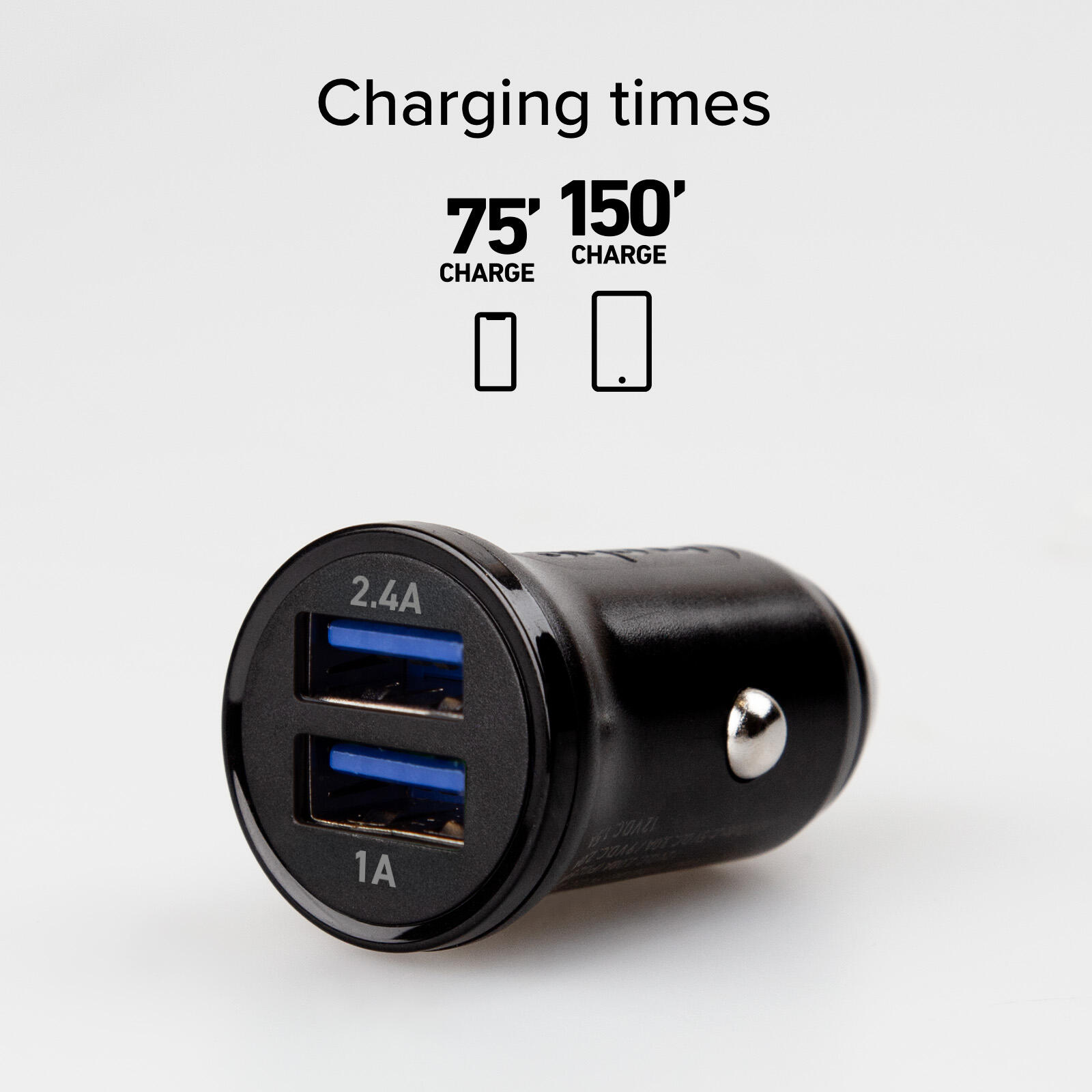Mini caricatore auto 12 Watt- Ricarica rapida con due porte USB universali 3/5