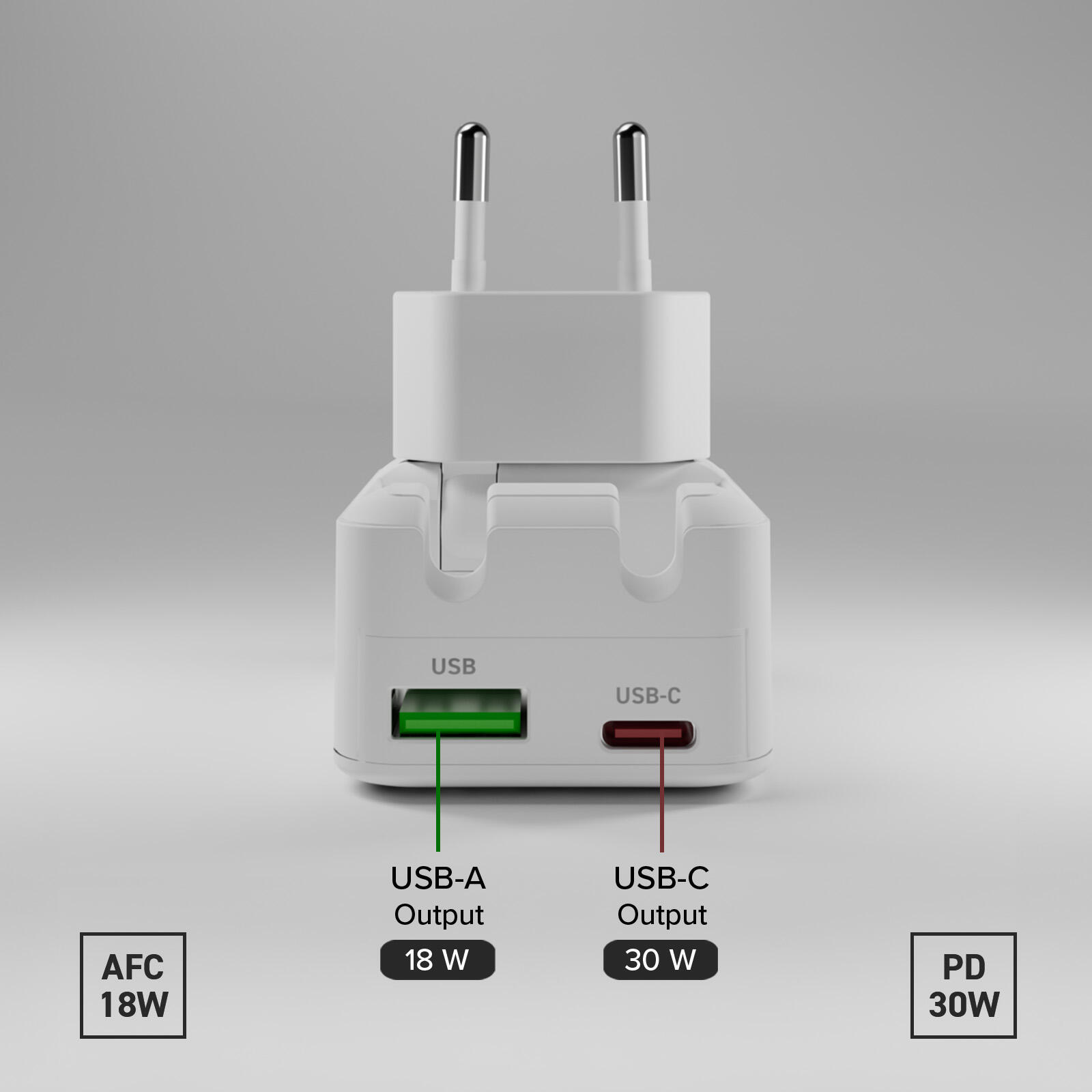 Caricatore da parete Flexi Wall Charger 30W con spina pieghevole 3/7