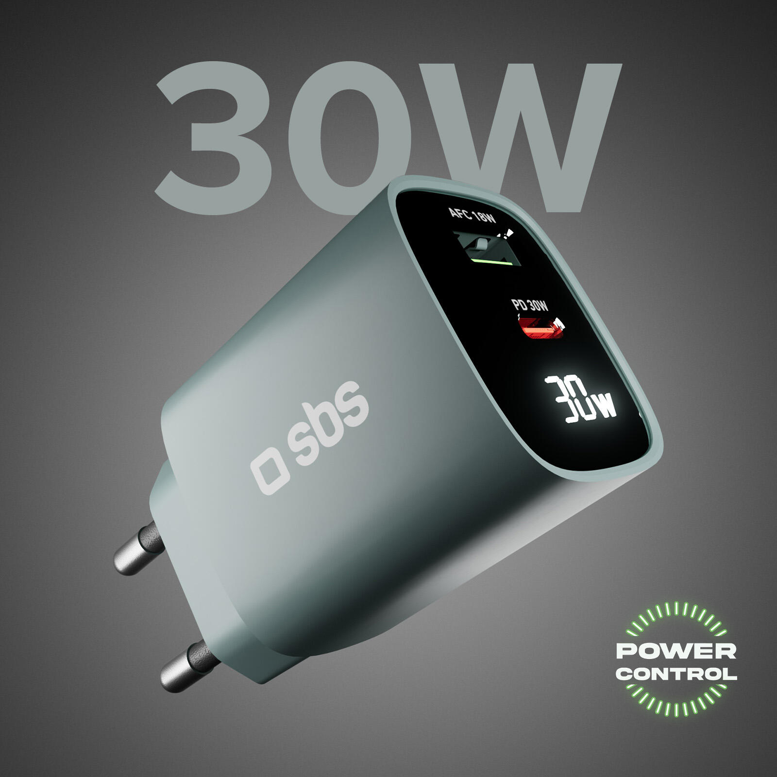 Caricabatterie da muro, schermo LCD, 1 uscita USB-C PD 30W, 1 uscita USB-A 18W 2/7