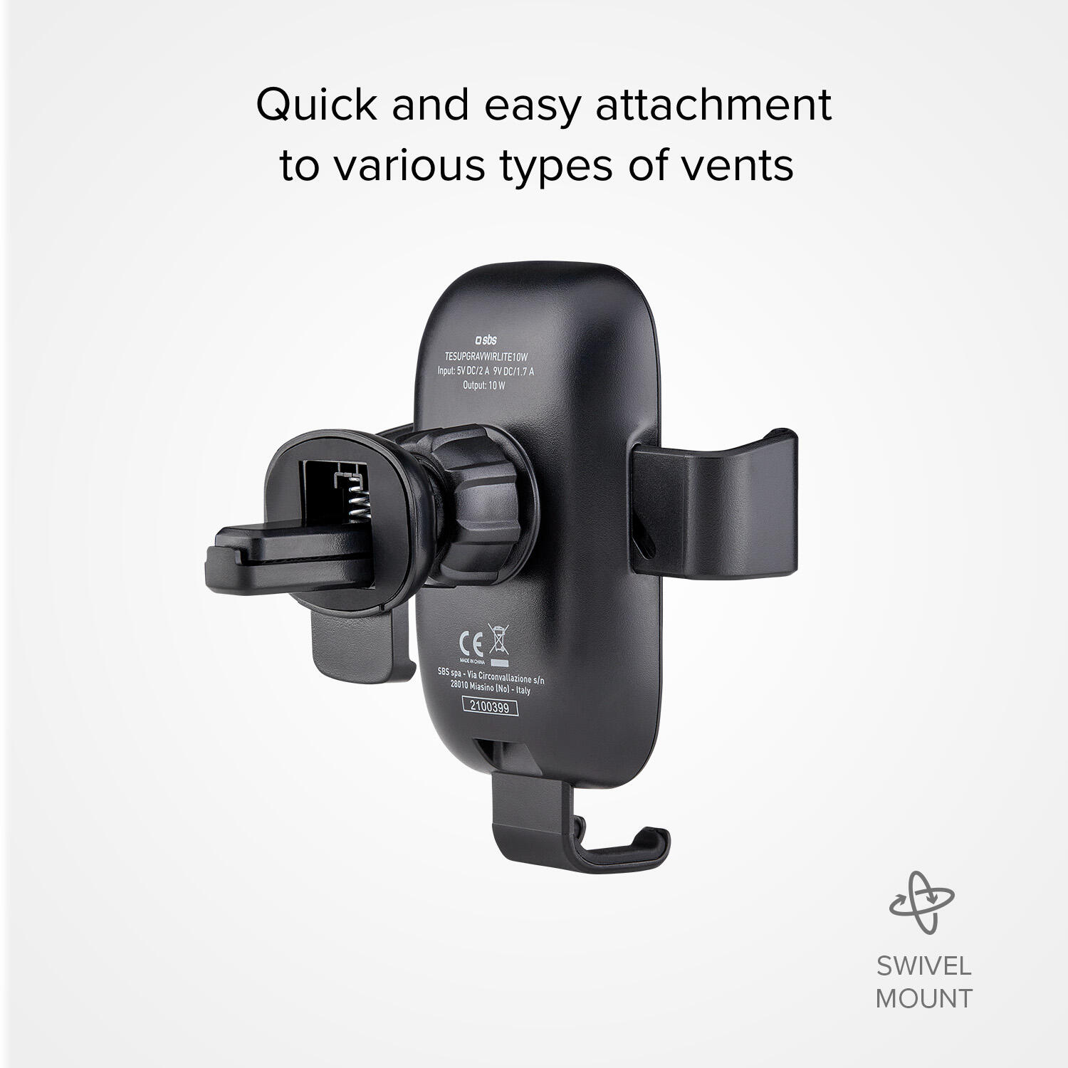 Gravity - Supporto auto per telefono con ricarica rapida Wireless 3/4