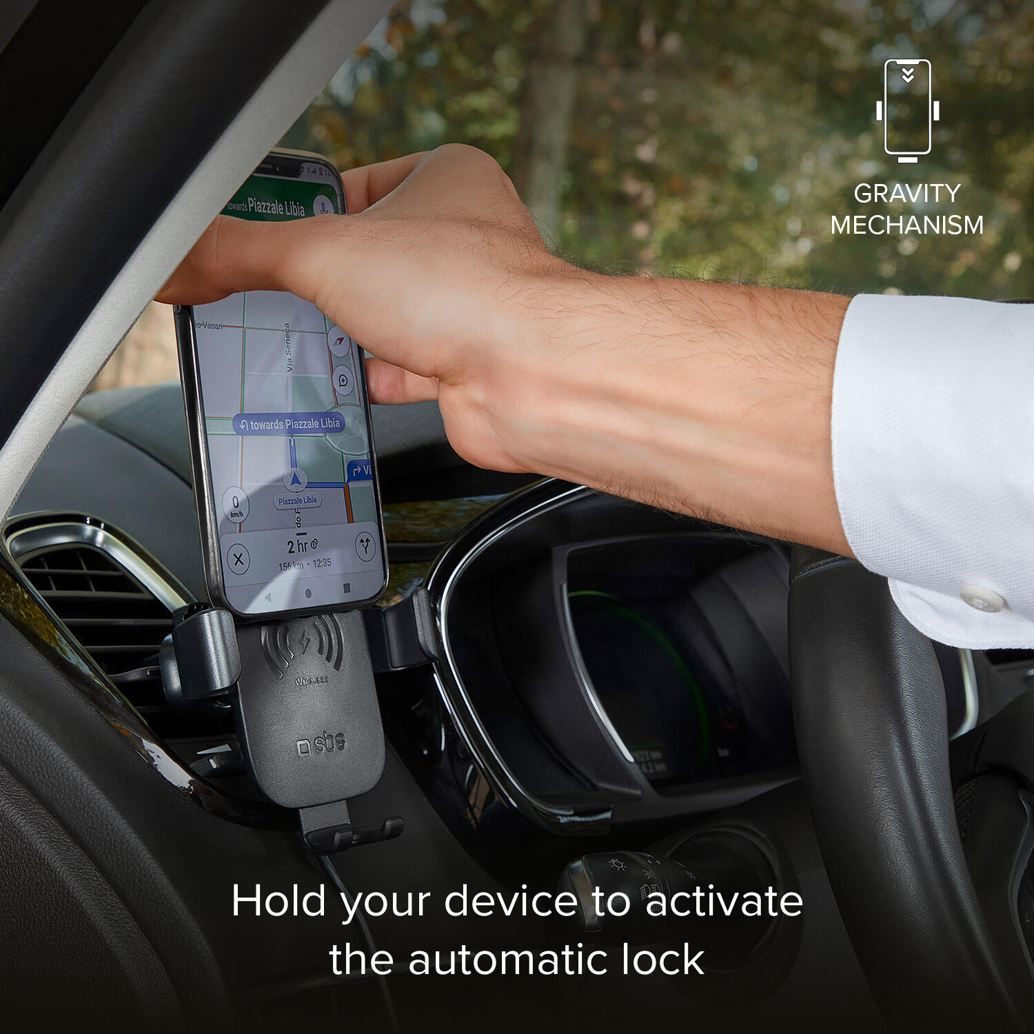 Gravity - Supporto auto per telefono con ricarica rapida Wireless 4/4