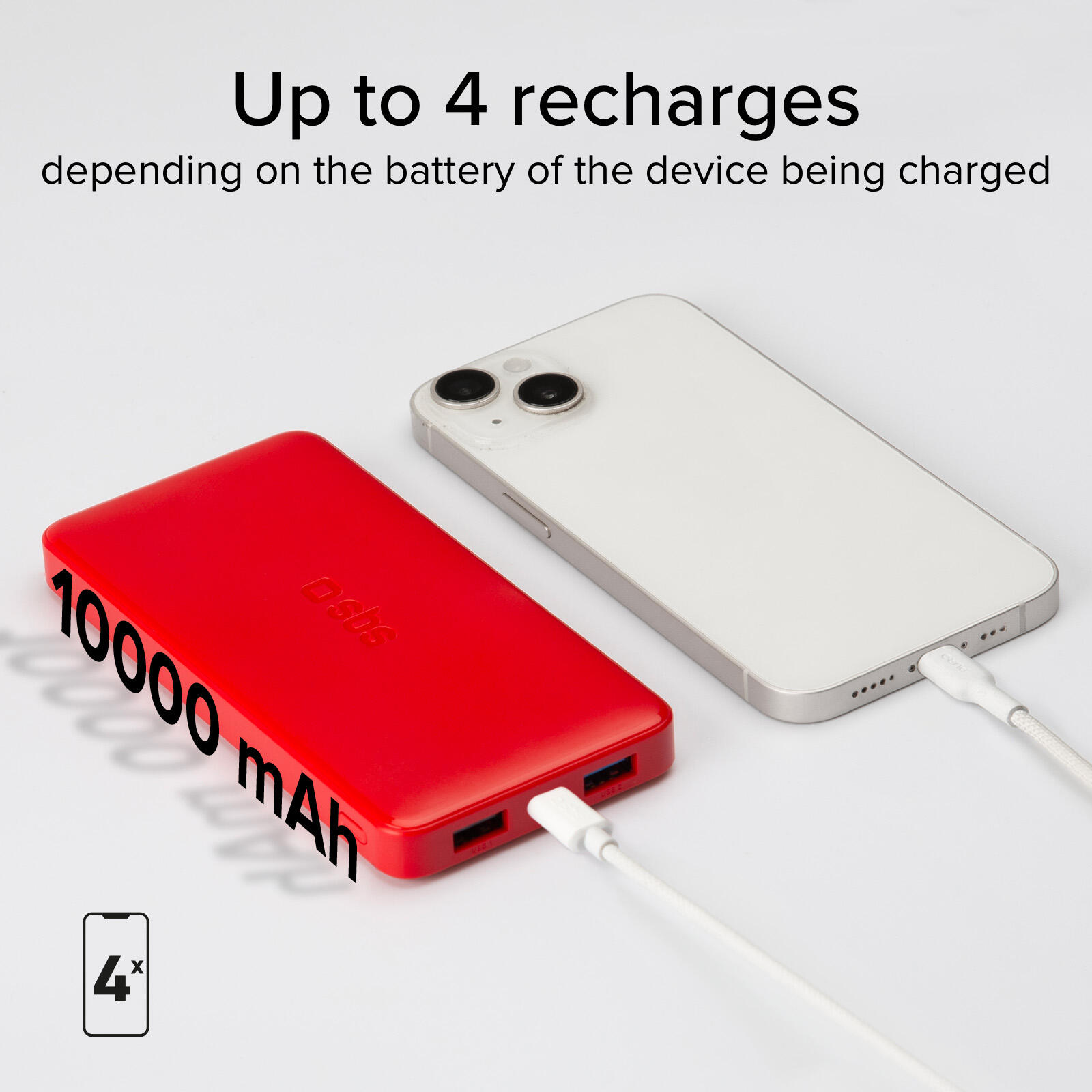 Power bank 10.000 mAh extra slim con porta USB 2.1A Intelligent Charge (IC) 5/7