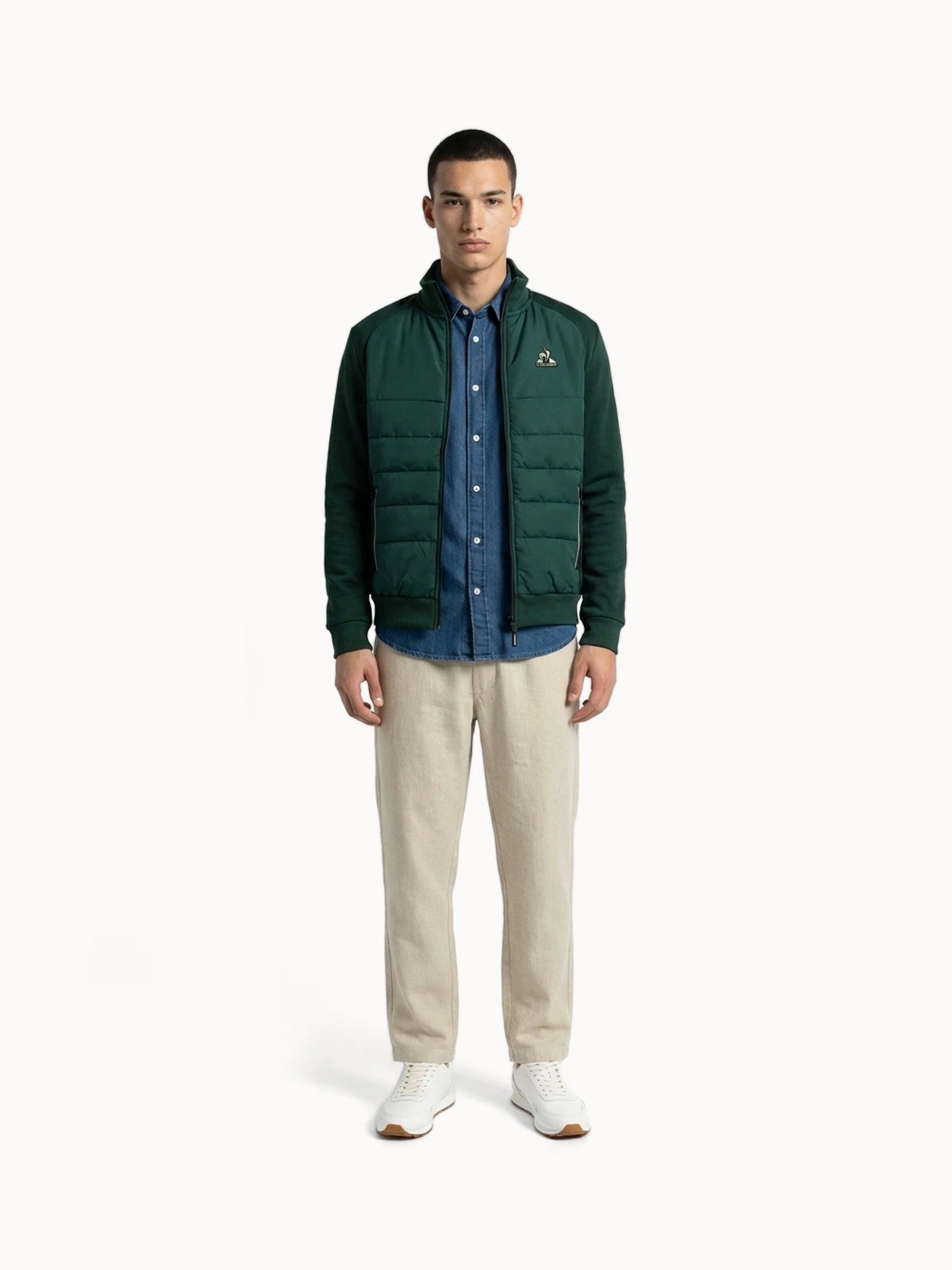 Veste zippée matelassée bi-matière avec détail tricolore Hybride 4/4