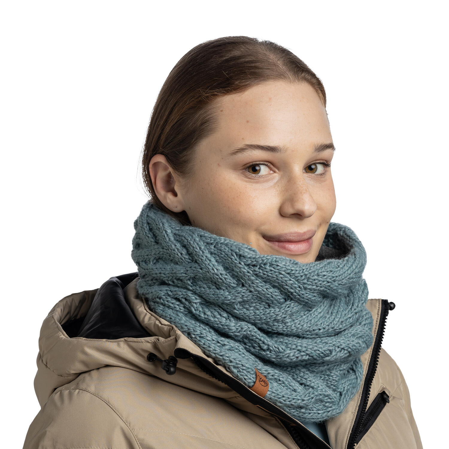 Komin na szyję damski Buff Knitted&Fleece Neckwarmer Caryn - blue glass 6/7
