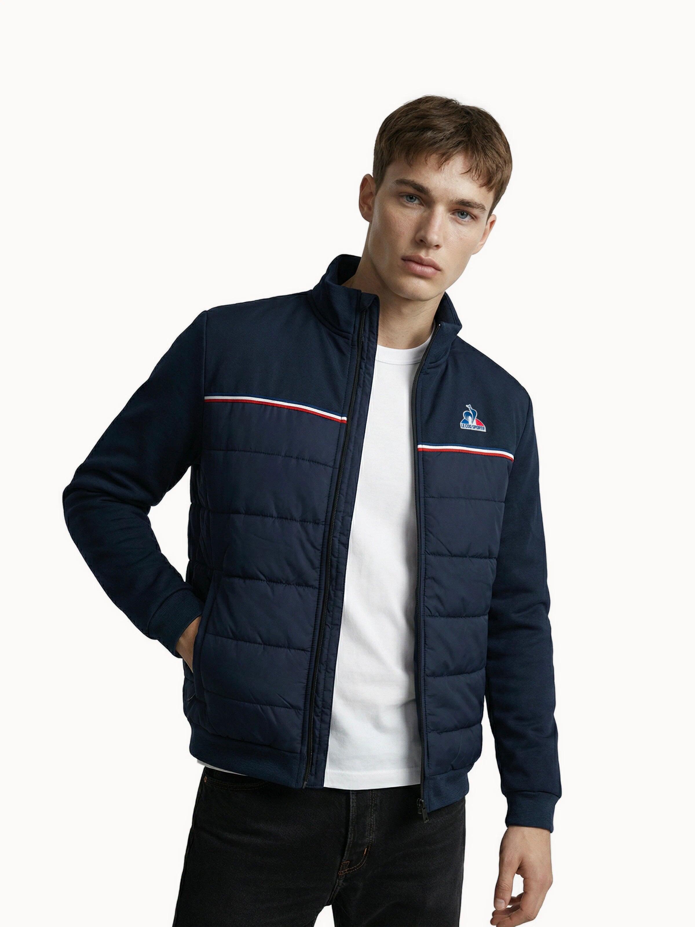 Veste zippée matelassée bi-matière avec détail tricolore Tricolores 1/5
