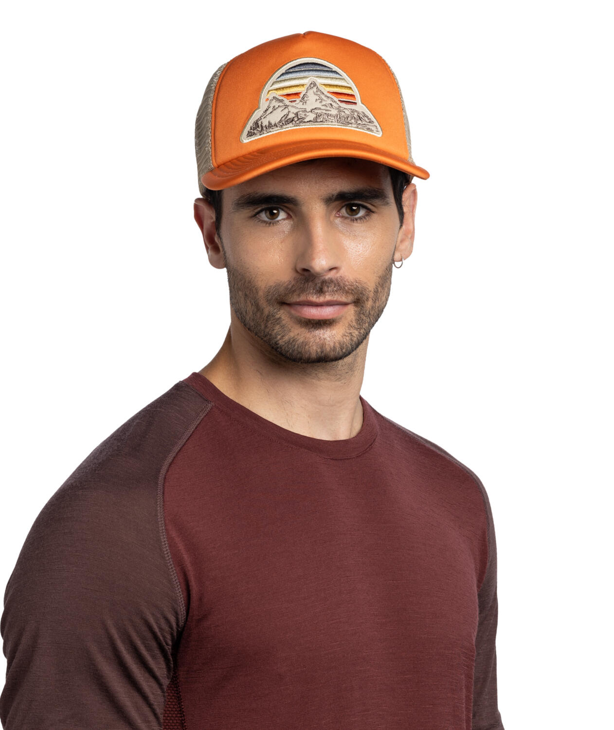 Boné Trucker Buff Laranja Bege 4/7