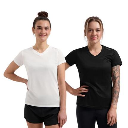 Laufshirt Damen Atmungsaktives Kurzarmshirt 2er-Pack