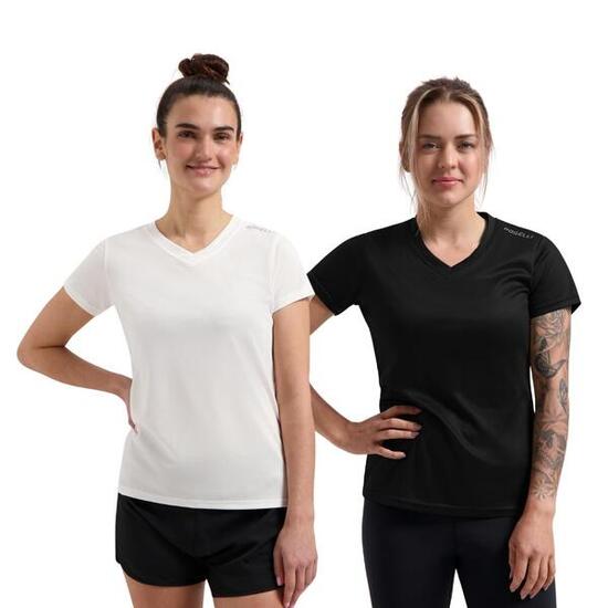 Laufshirt Damen Atmungsaktives Kurzarmshirt 2er-Pack