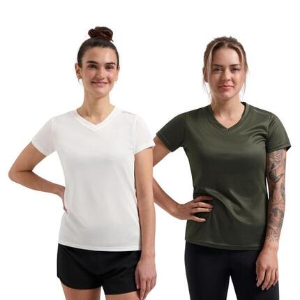 Laufshirt Damen Atmungsaktives Kurzarmshirt 2er-Pack