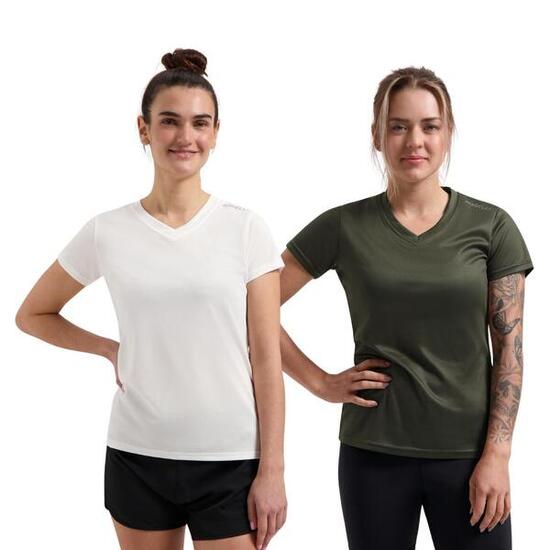 Laufshirt Damen Atmungsaktives Kurzarmshirt 2er-Pack