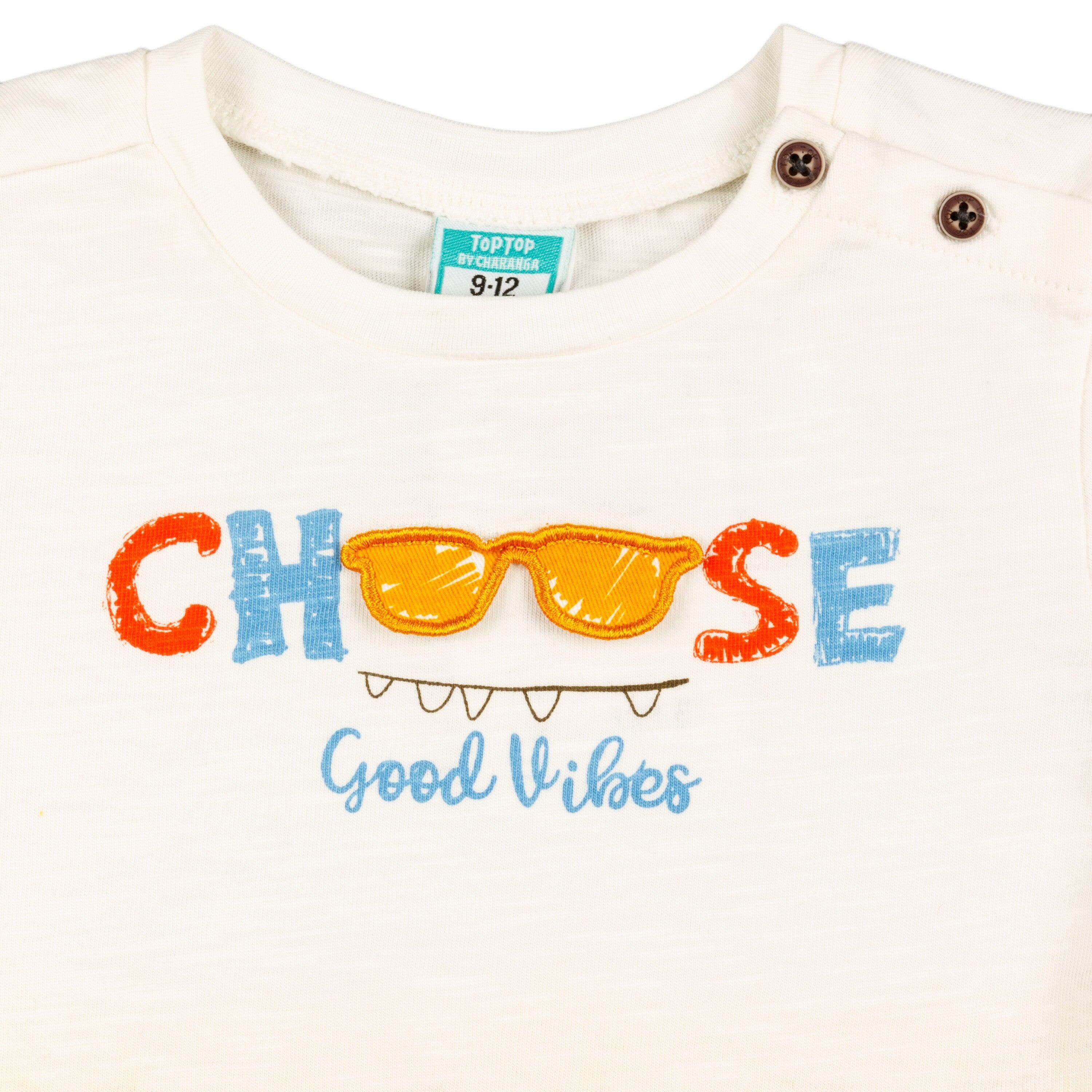 Camiseta de bebé color crudo 3/4