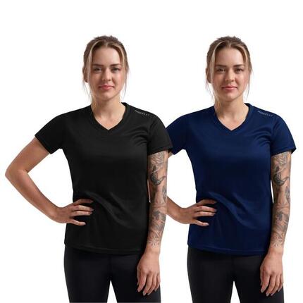 Laufshirt Damen Atmungsaktives Kurzarmshirt 2er-Pack