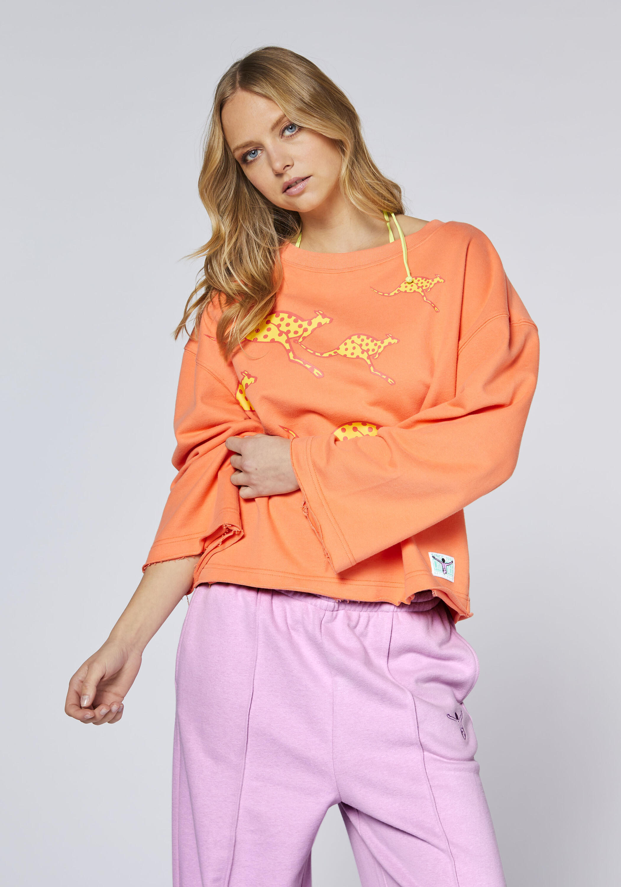 Sweatshirt mit platziertem Känguru-Print 3/7