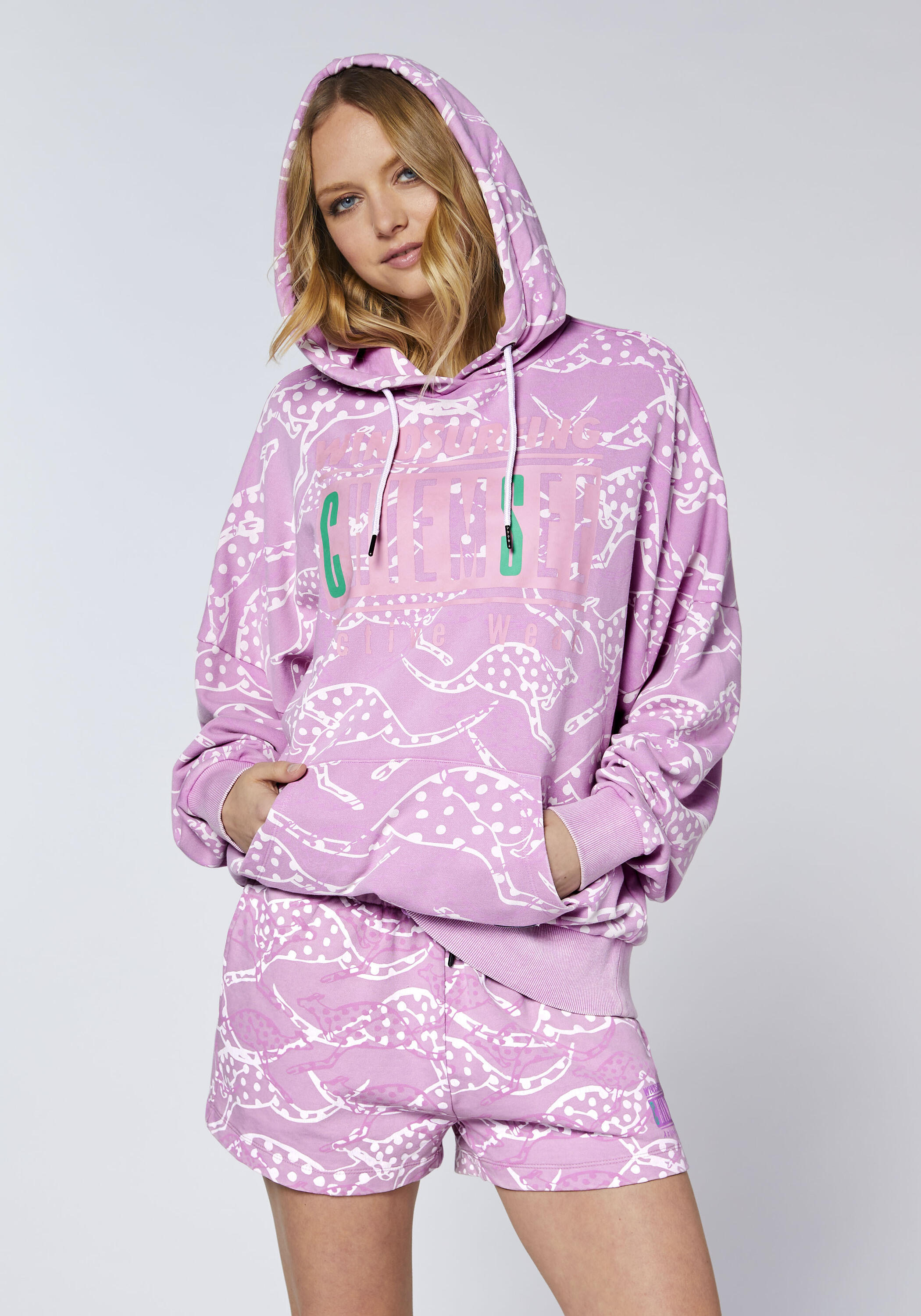 Kapuzensweatshirt mit Allover-Känguru-Print 3/7