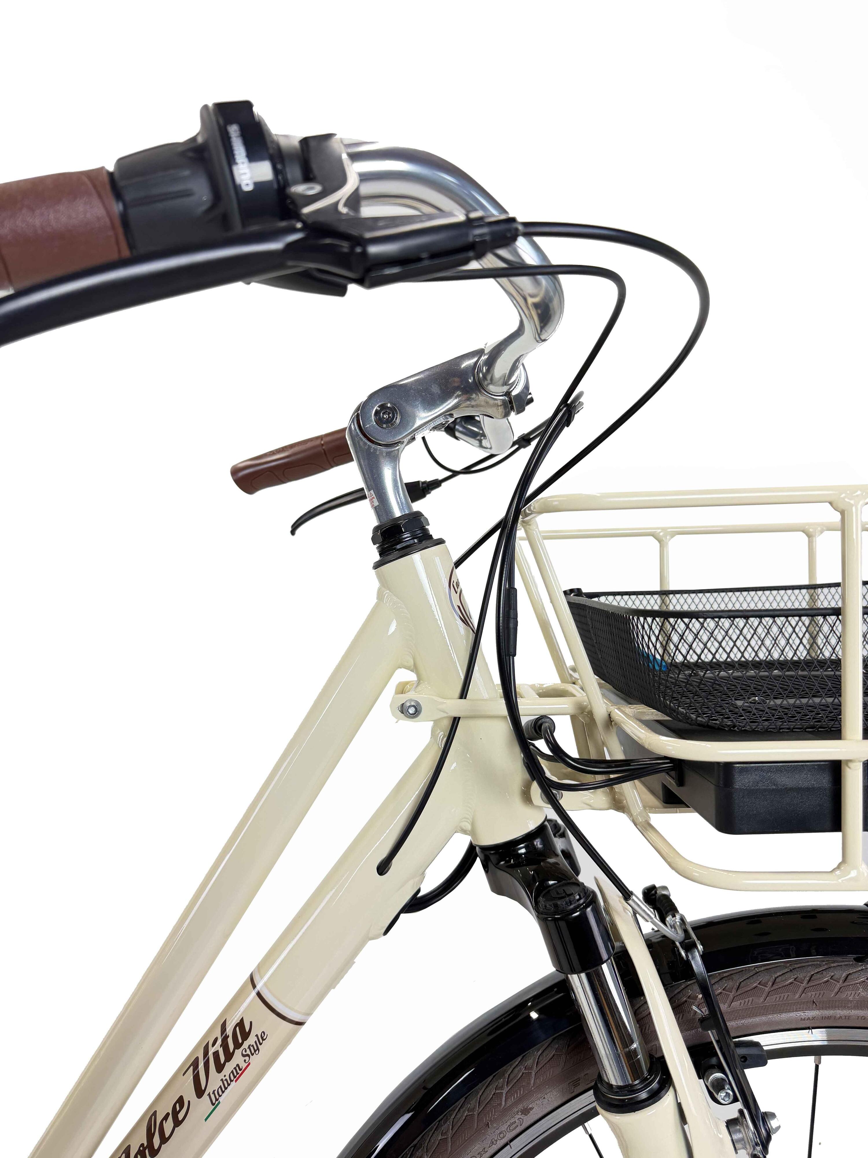 Elektro-Stadtfahrrad Dolce Vita by Canellini CITY 28" frau mit taschen - Creme 2/7
