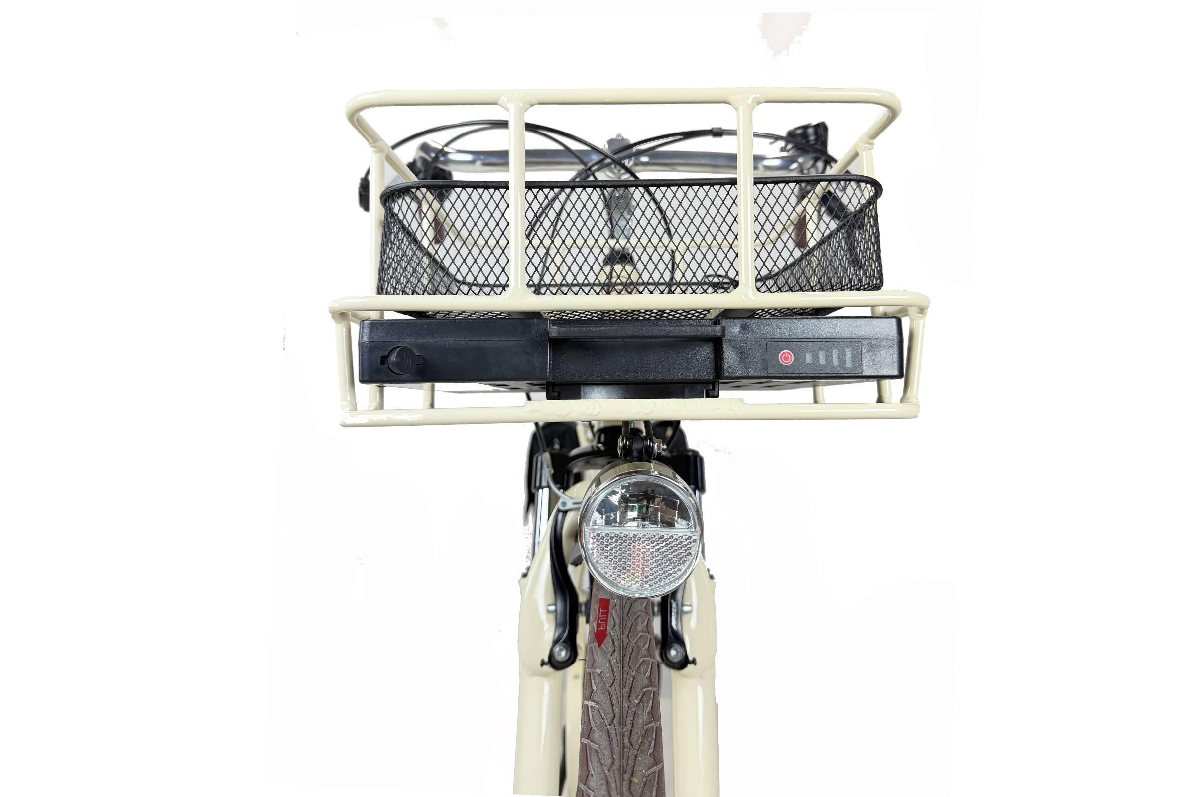 Elektro-Stadtfahrrad Dolce Vita by Canellini CITY 28" frau mit taschen - Creme 4/7