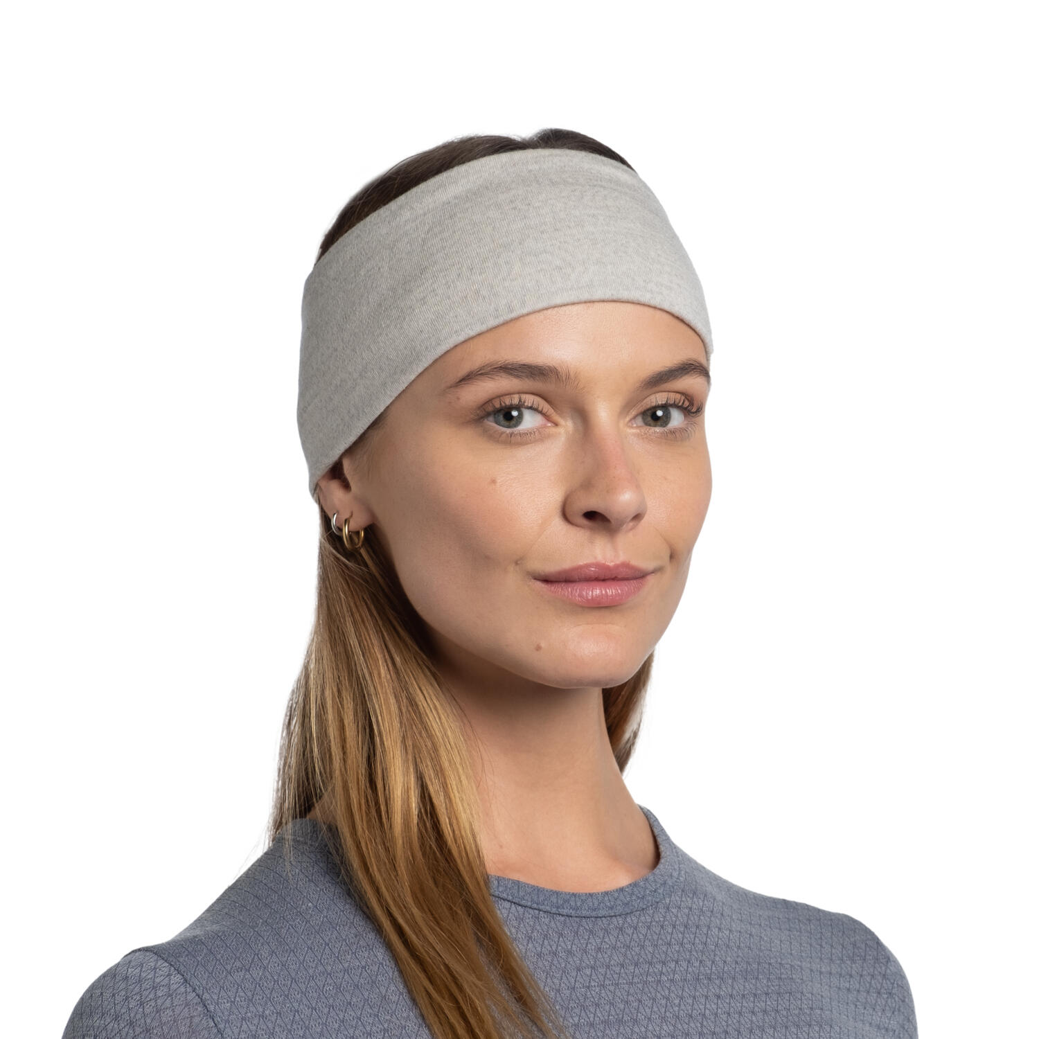 Fascia Buff Merino Wide Headband, tinta unita, grigio 2/7