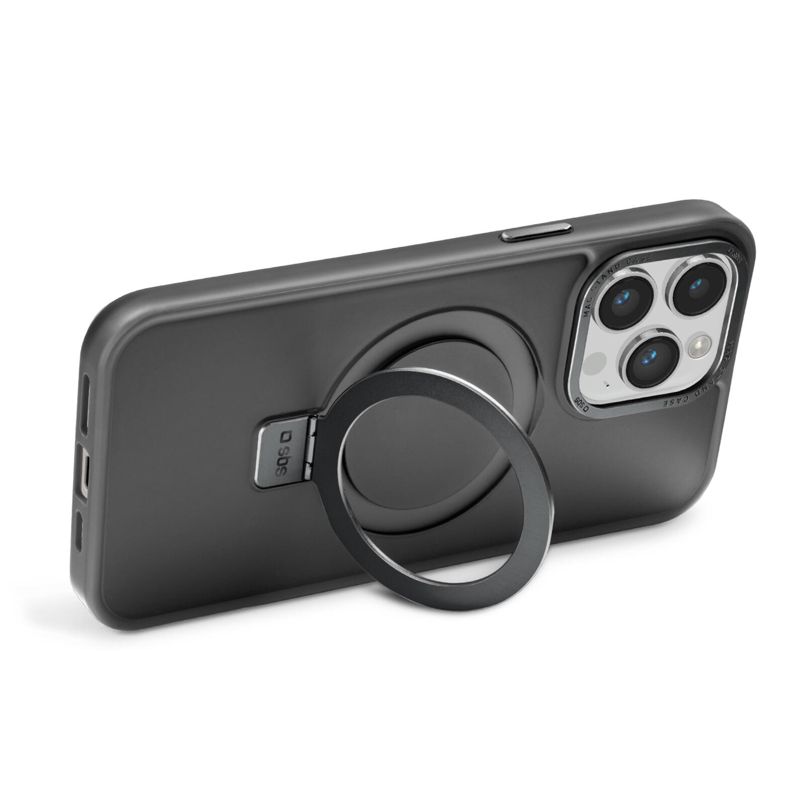 Cover compatibile ricarica MagSafe con anello stand per iPhone 14 Pro 3/3