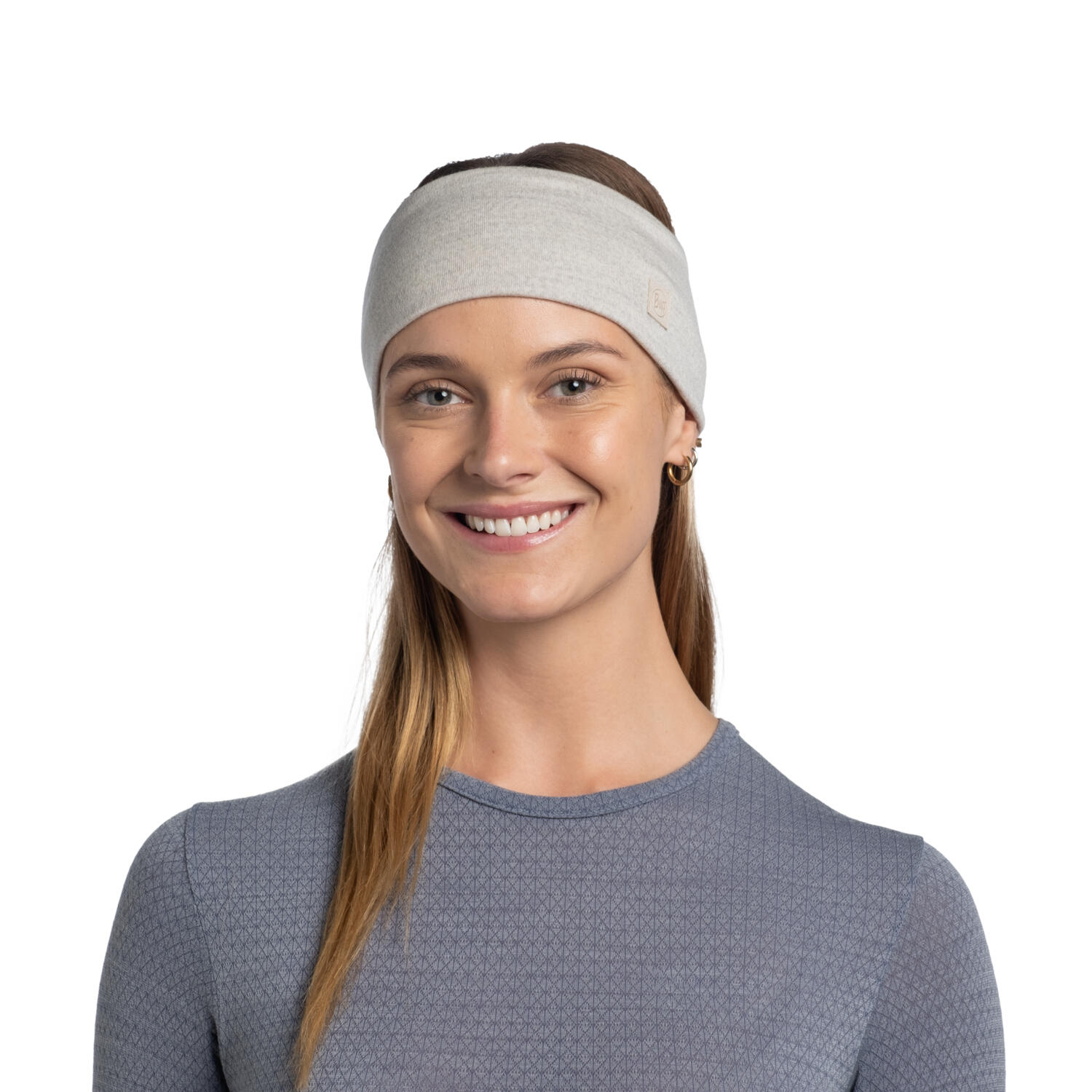 Fascia Buff Merino Wide Headband, tinta unita, grigio 5/7