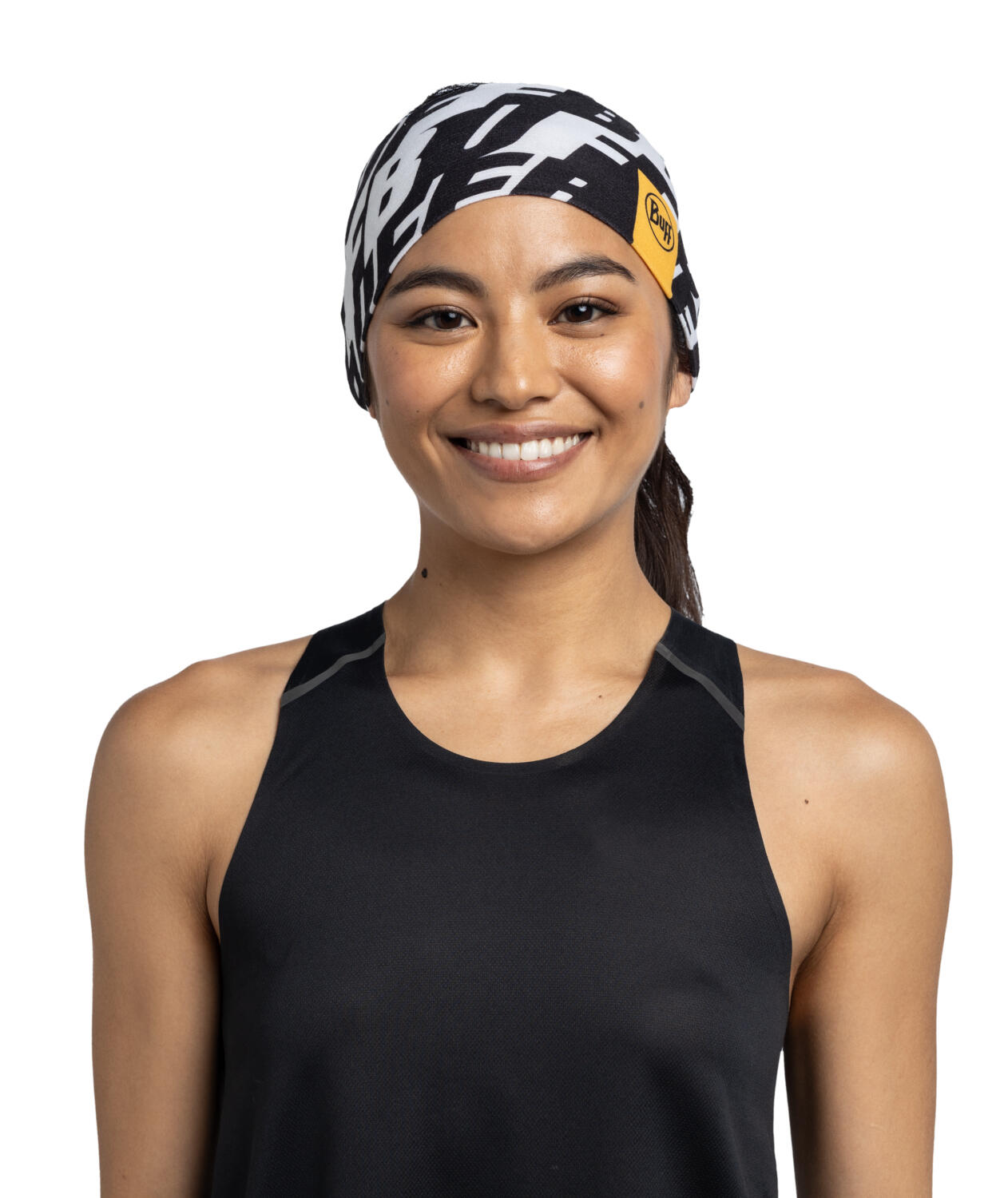 Bandeau Buff CoolNet UV Wide Headband Noir Blanc 4/6