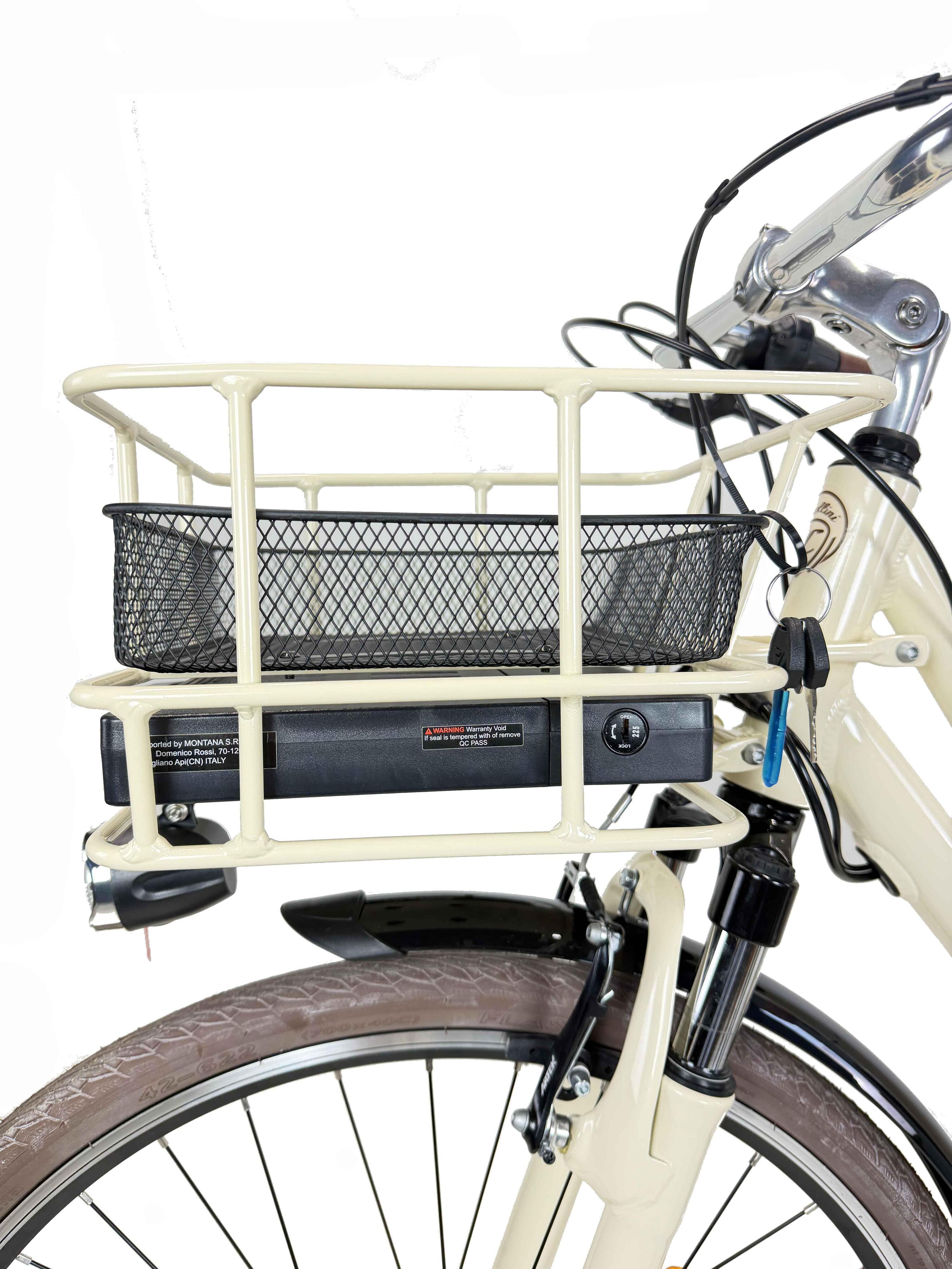 Elektro-Stadtfahrrad Dolce Vita by Canellini CITY 28" frau mit taschen - Creme 5/7