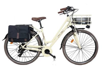 Elektrische stadsfiets dolce vita by canellini city 28" dames met tassen - crème