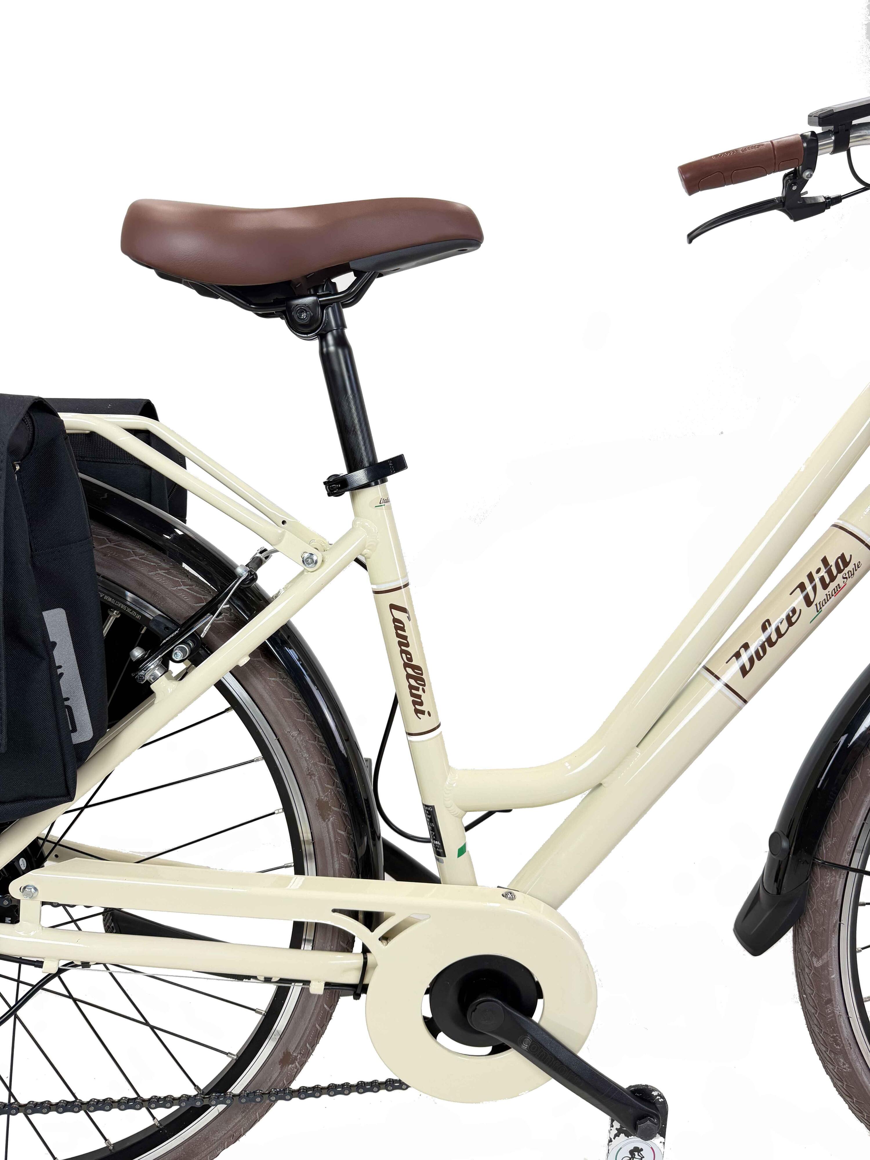 Elektro-Stadtfahrrad Dolce Vita by Canellini CITY 28" frau mit taschen - Creme 7/7