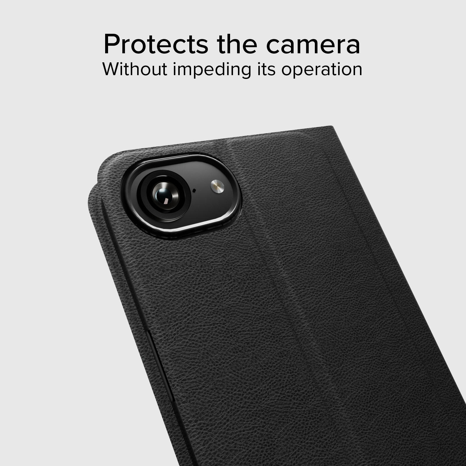 Custodia a libro con supporto stand e superficie soft touch per iPhone 17e/16e 6/7