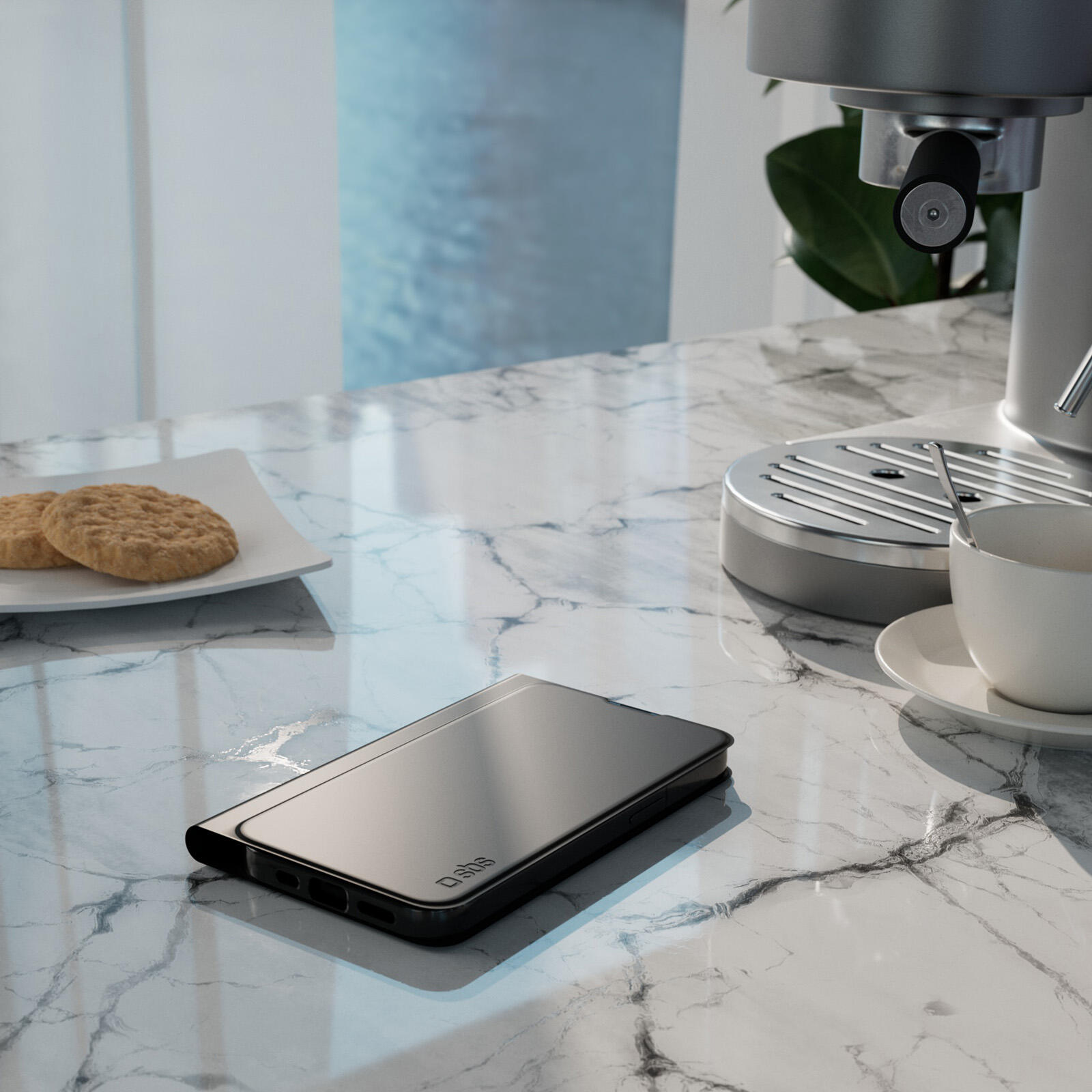 Custodia a libro con supporto stand e superficie soft touch per iPhone 17e/16e 7/7