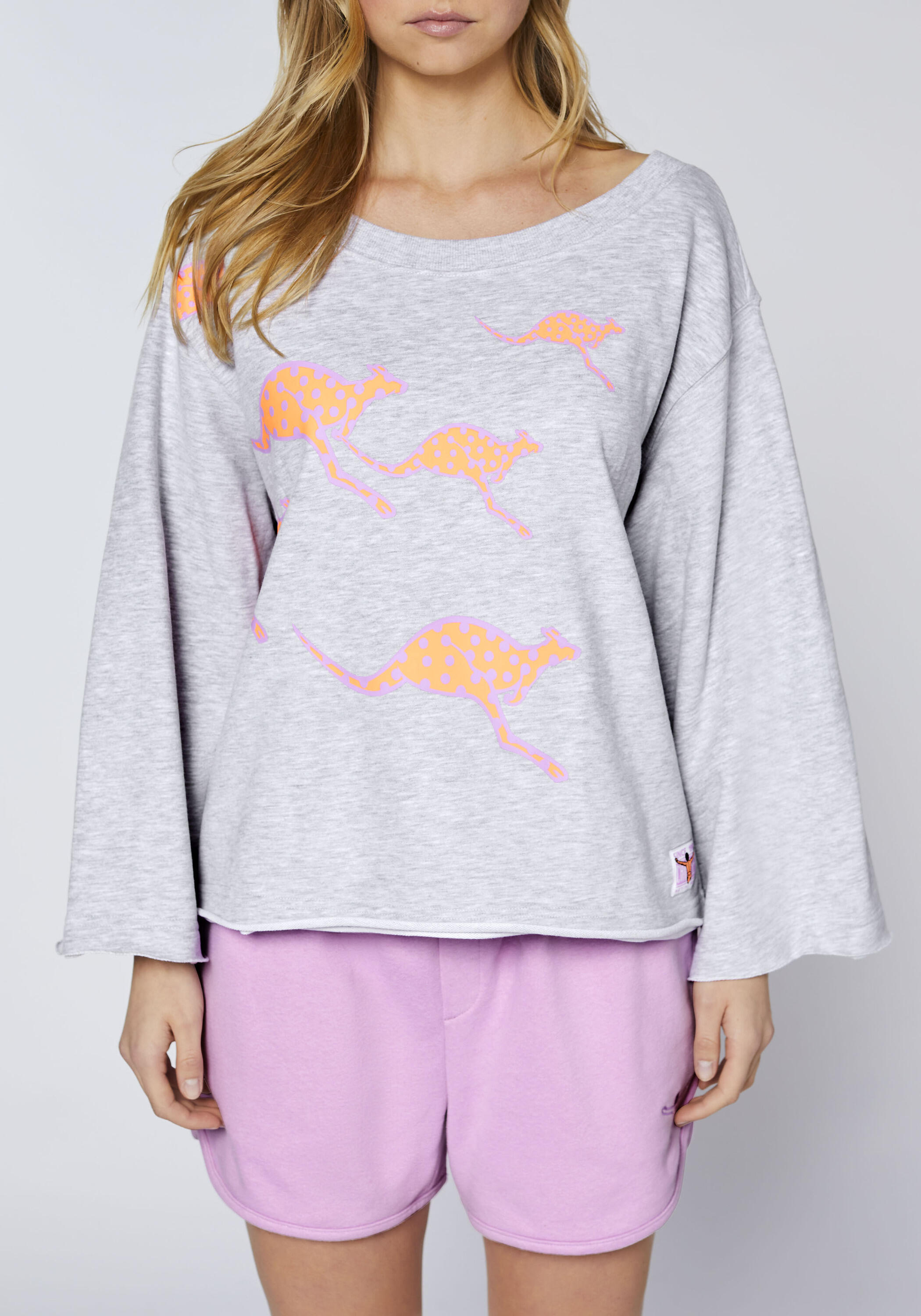 Sweatshirt mit platziertem Känguru-Print 7/7