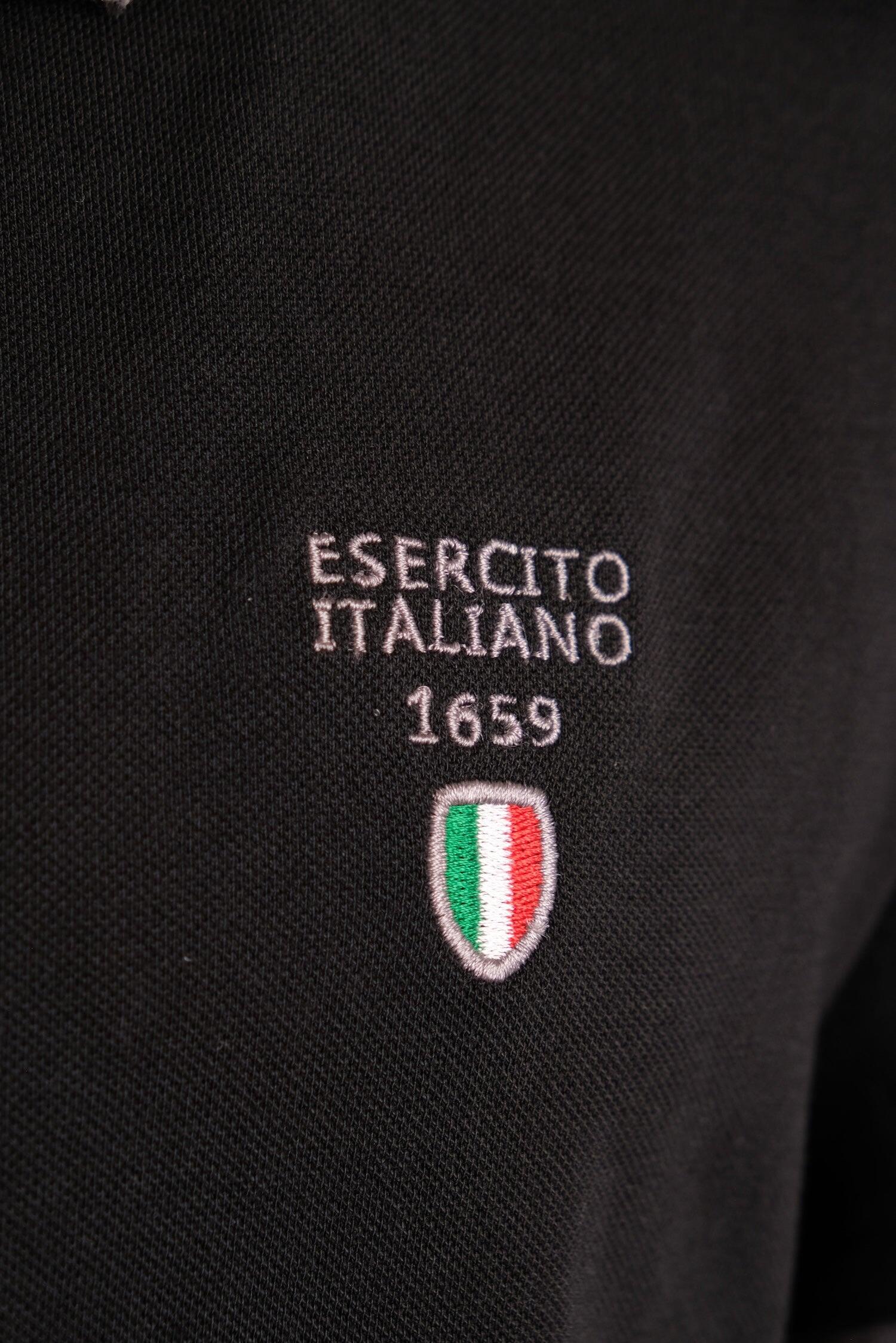 Polo Esercito nera a maniche corte in cotone uomo 3/4