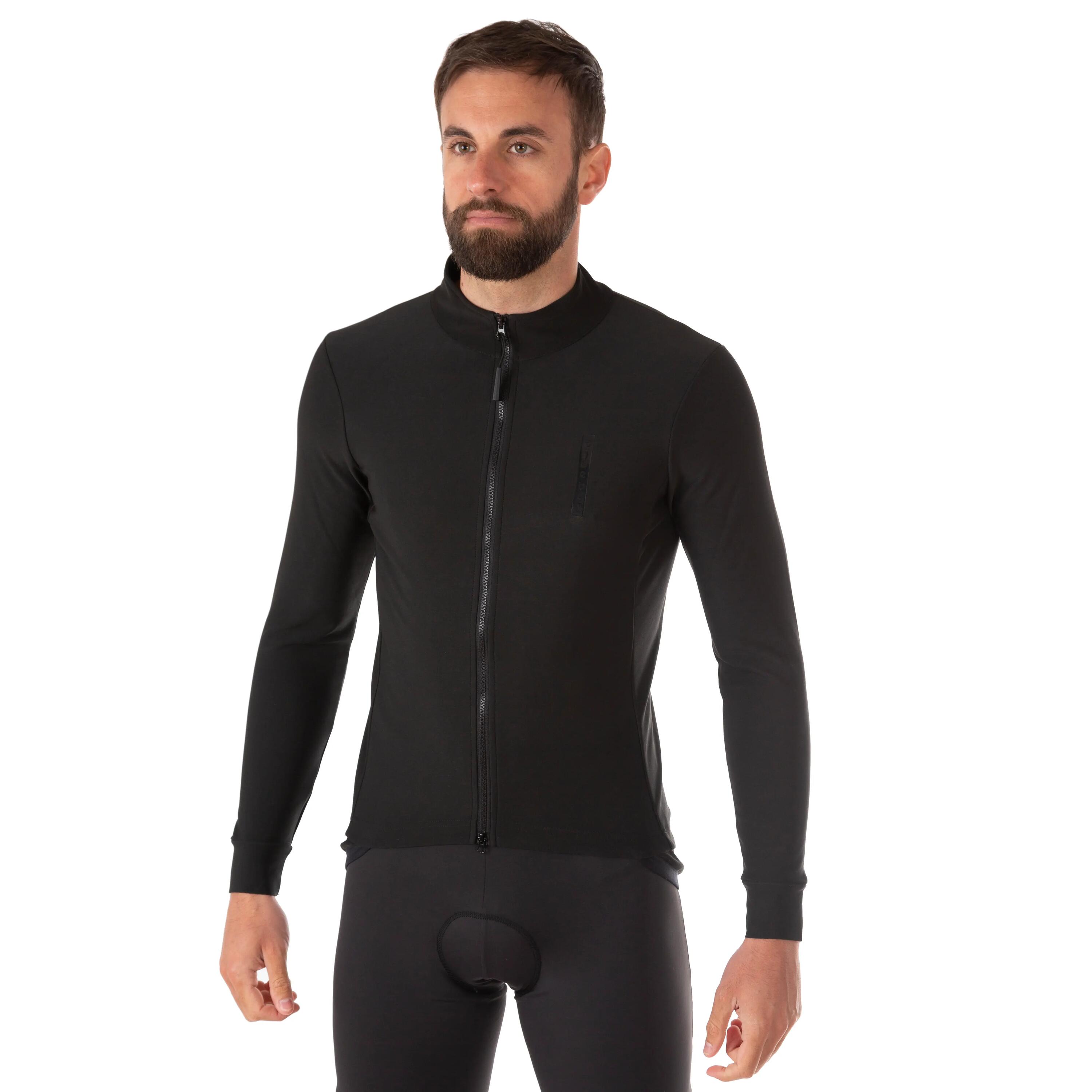 Chaqueta ciclista hombre manga larga negro 3/6