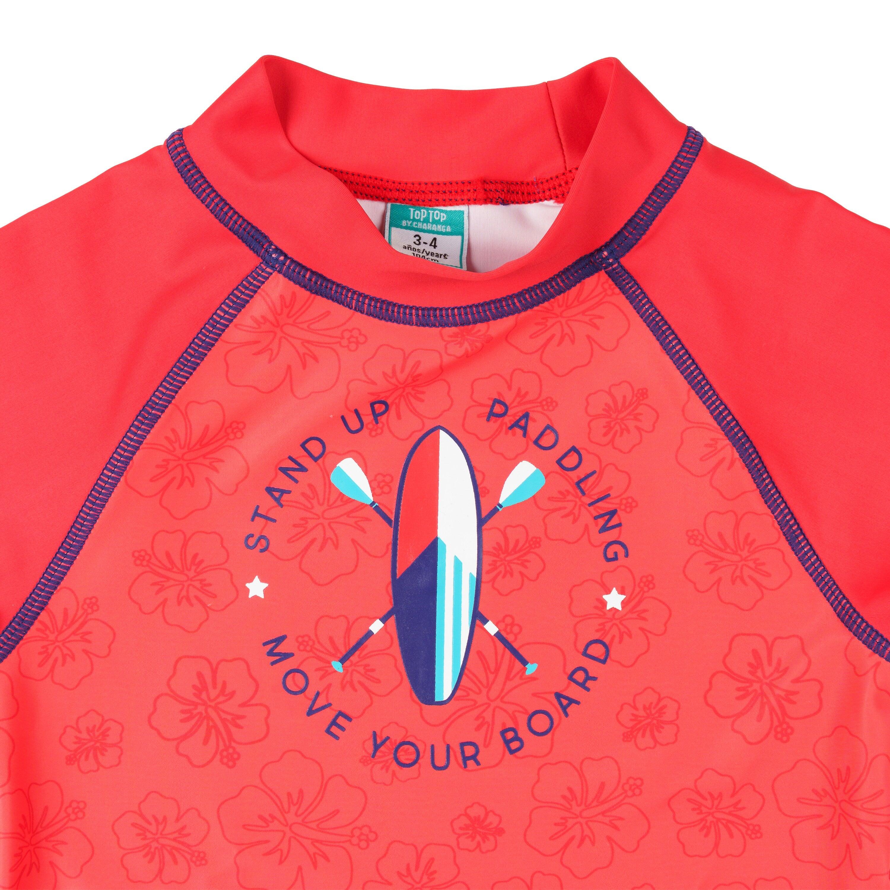 Camiseta de proteção solar vermelha para 3/3
