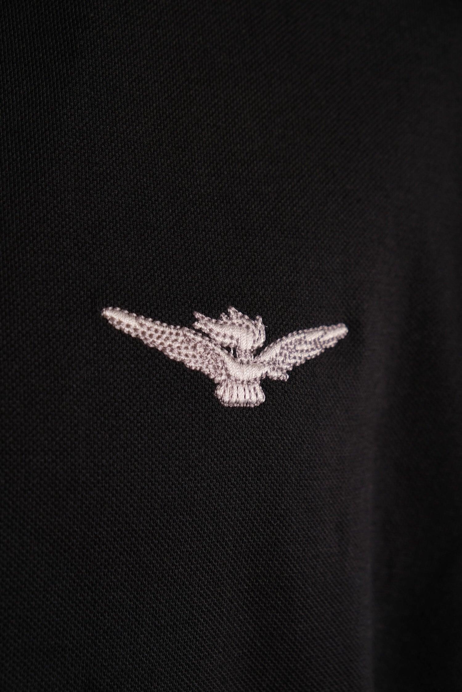 Polo Aviazione Esercito nera a maniche corte in cotone uomo 3/4