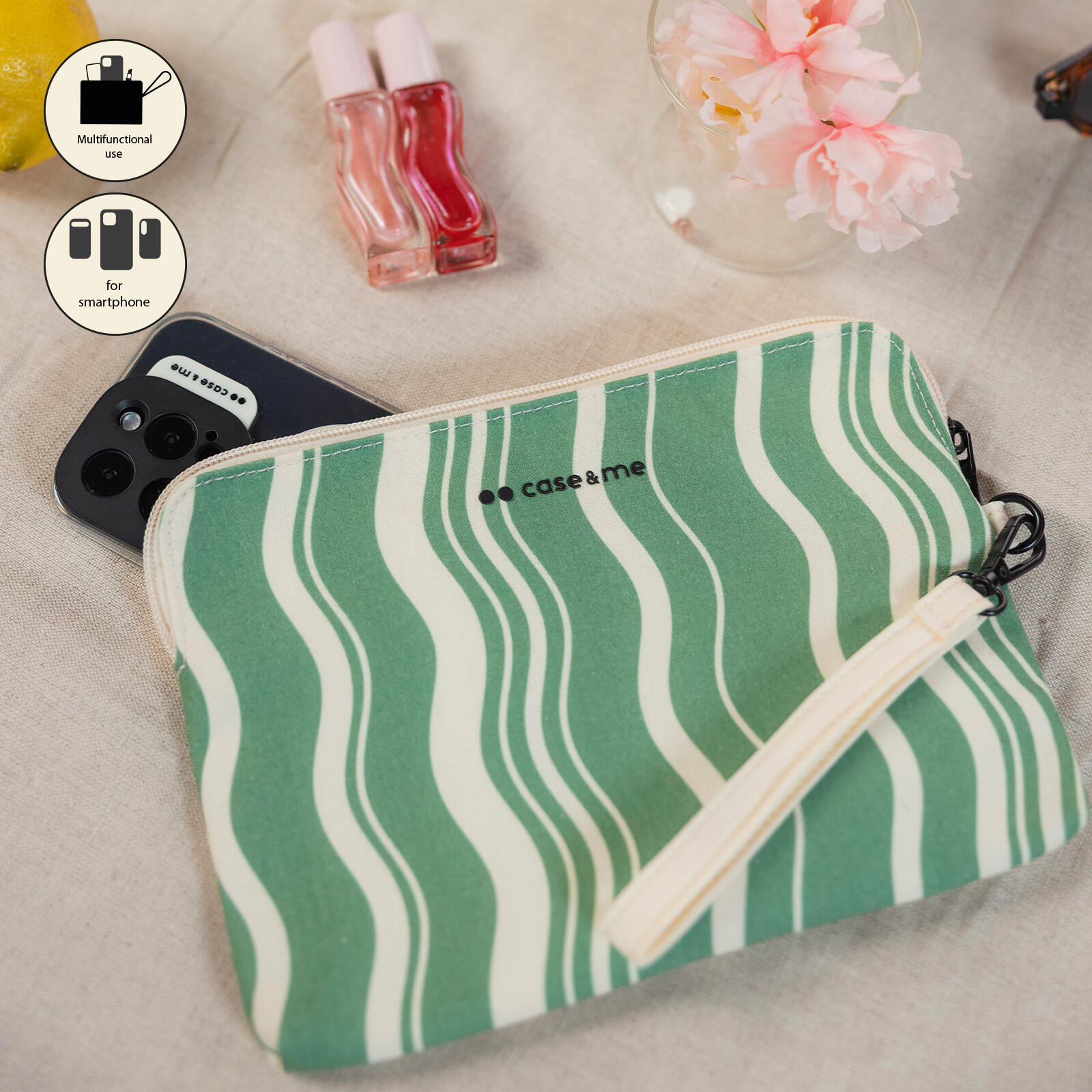 Pochette in Tessuto con laccio da polso 2/6