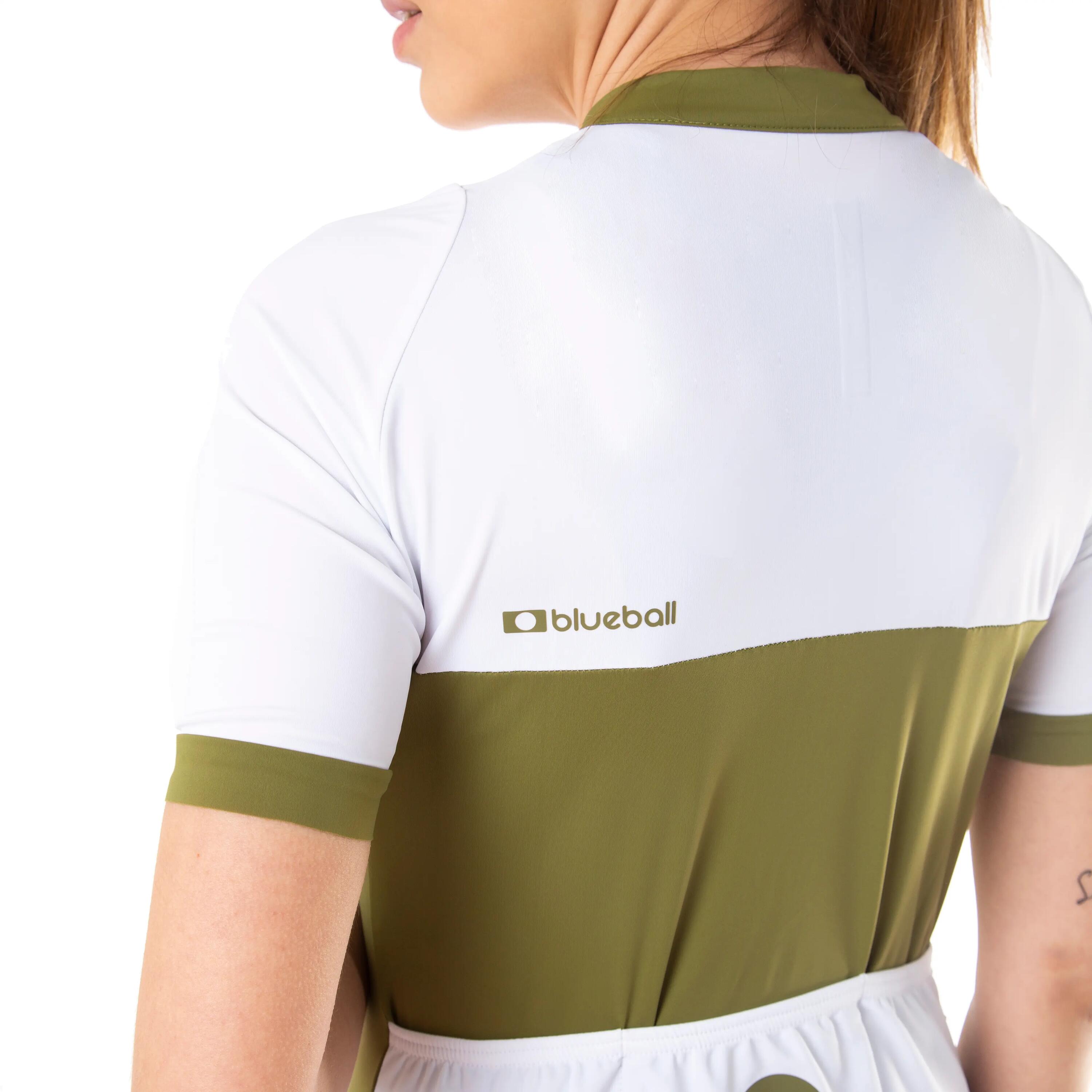 Maillot de cyclisme femme manches courtes couleur kaki et blanc 7/7