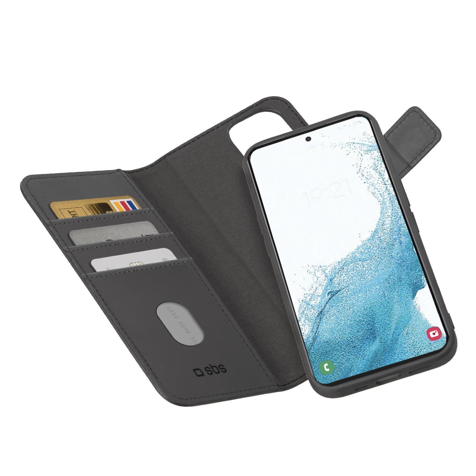 Étui portefeuille avec coque amovible pour Samsung S22 2/3